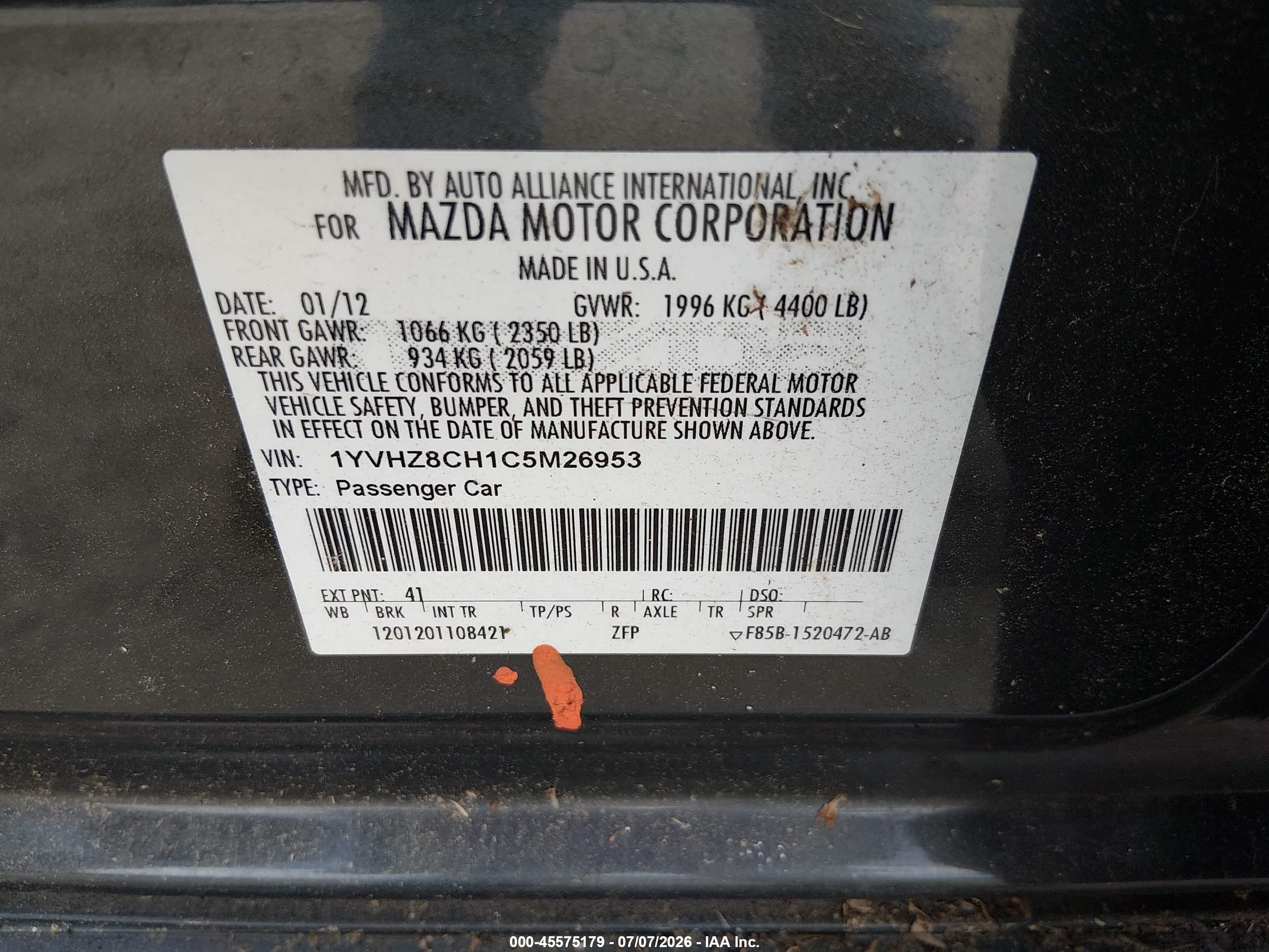 2012 Mazda Mazda6 I Grand Touring Gray vin: 1YVHZ8CH1C5M26953