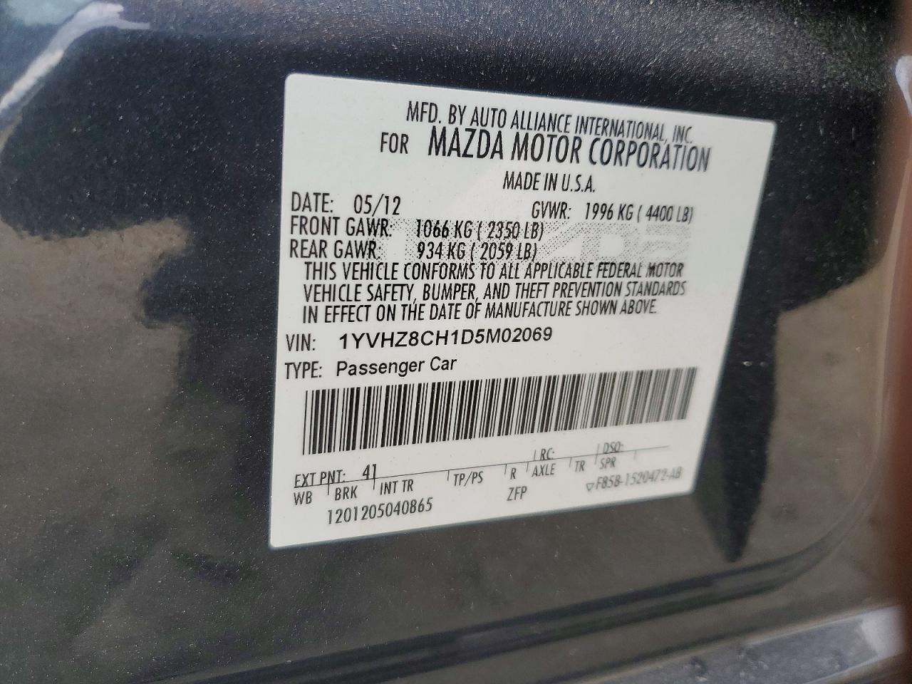 2013 Mazda 6 Grand Touring Charcoal vin: 1YVHZ8CH1D5M02069