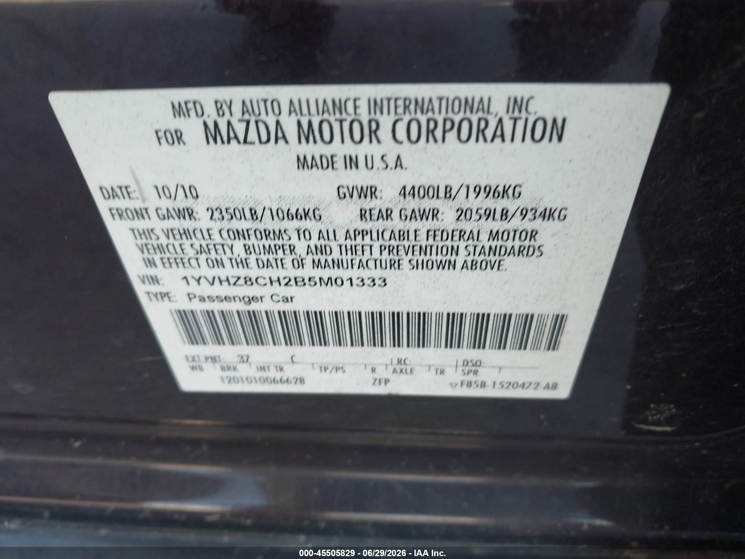 2011 Mazda Mazda6 I Touring Brown vin: 1YVHZ8CH2B5M01333