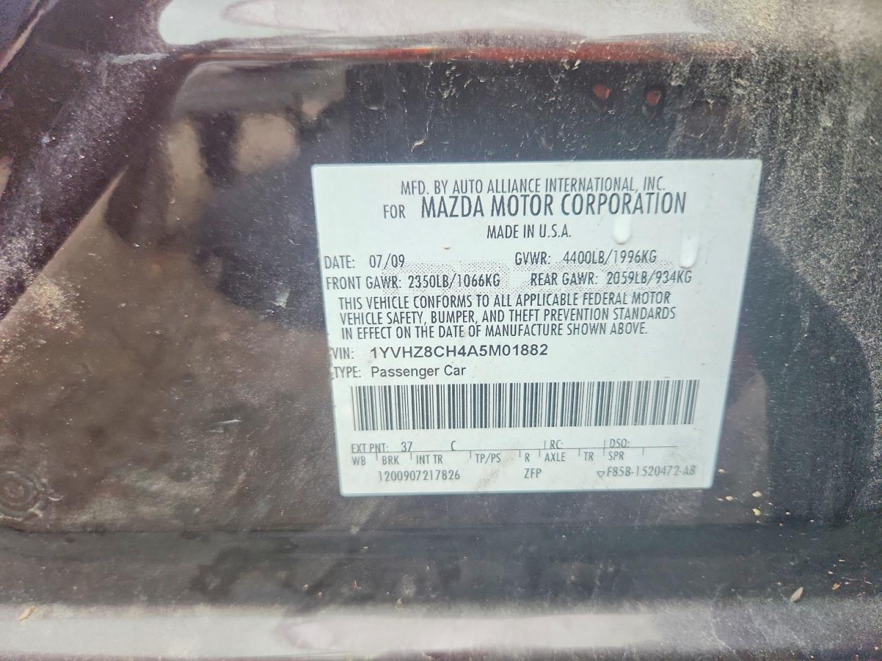 2010 Mazda 6 I Purple vin: 1YVHZ8CH4A5M01882