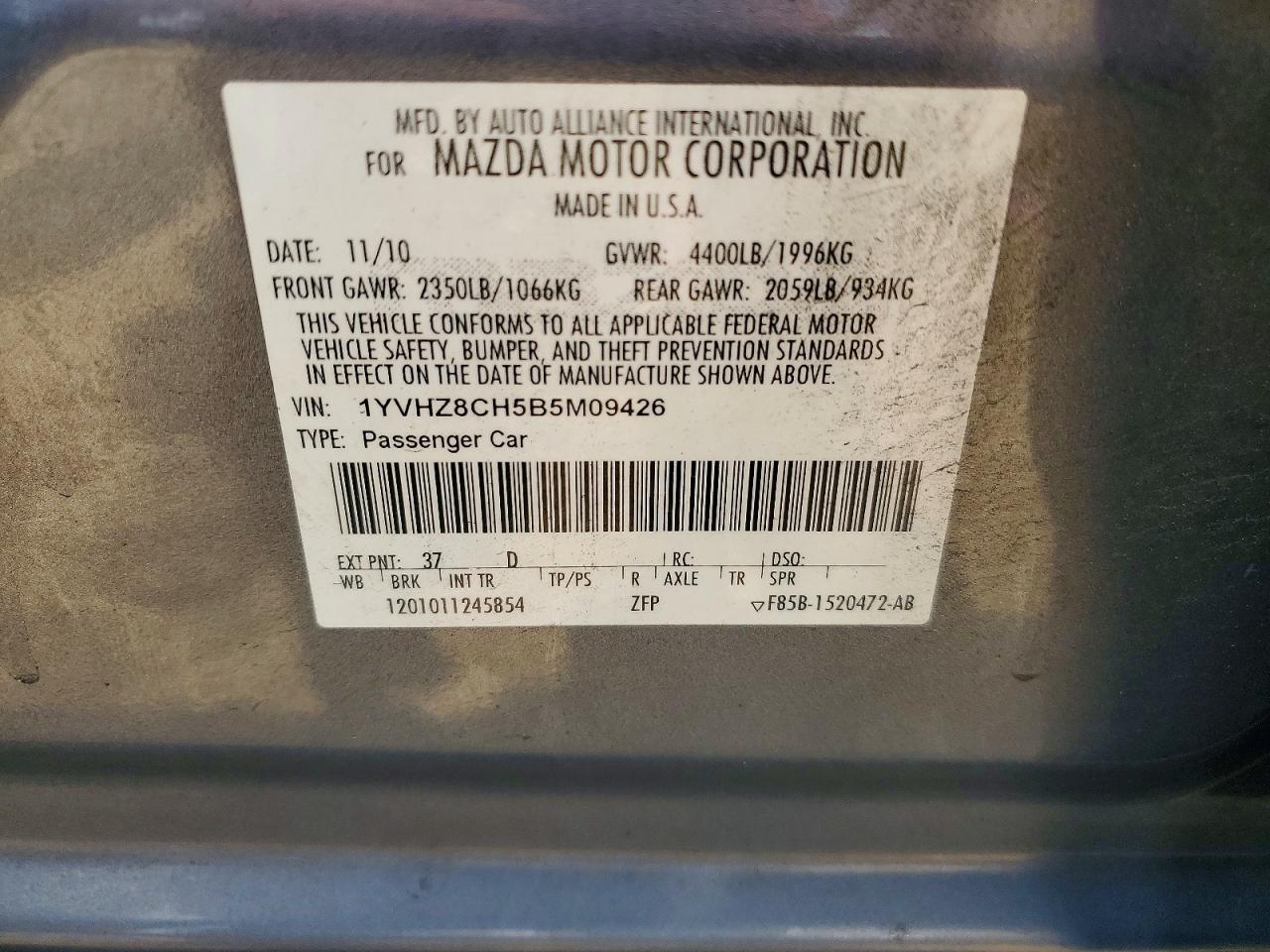 2011 Mazda 6 I Blue vin: 1YVHZ8CH5B5M09426