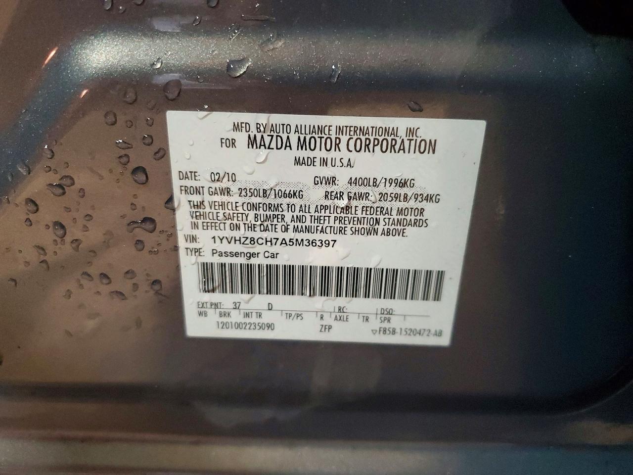 2010 Mazda 6 I Gray vin: 1YVHZ8CH7A5M36397