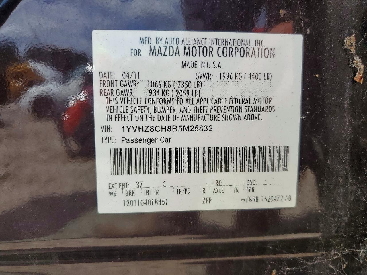 2011 Mazd Mazda6 Purple vin: 1YVHZ8CH8B5M25832