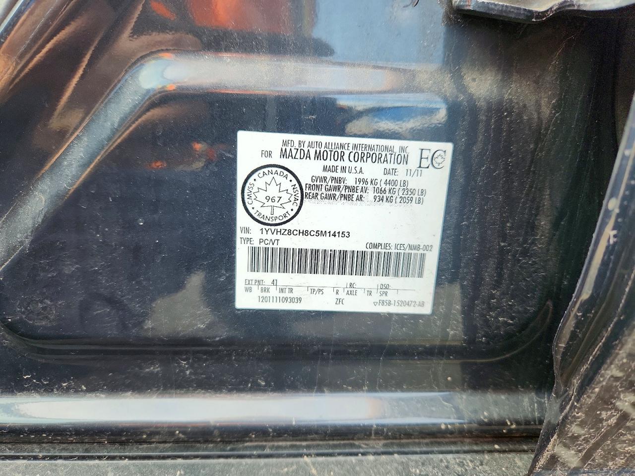 2012 Mazda 6 I Gray vin: 1YVHZ8CH8C5M14153