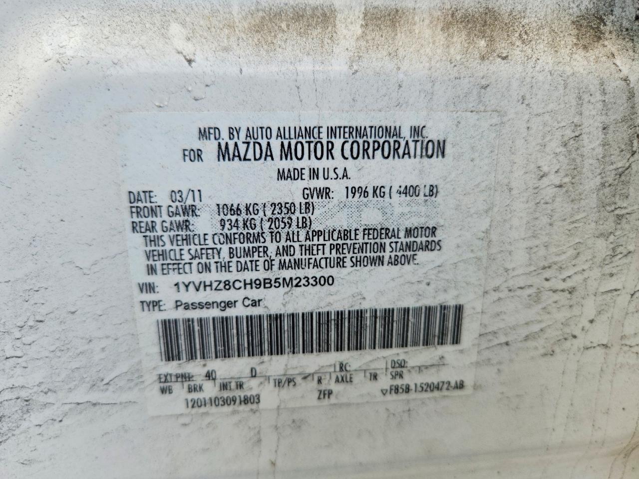 2011 Mazda 6 I White vin: 1YVHZ8CH9B5M23300