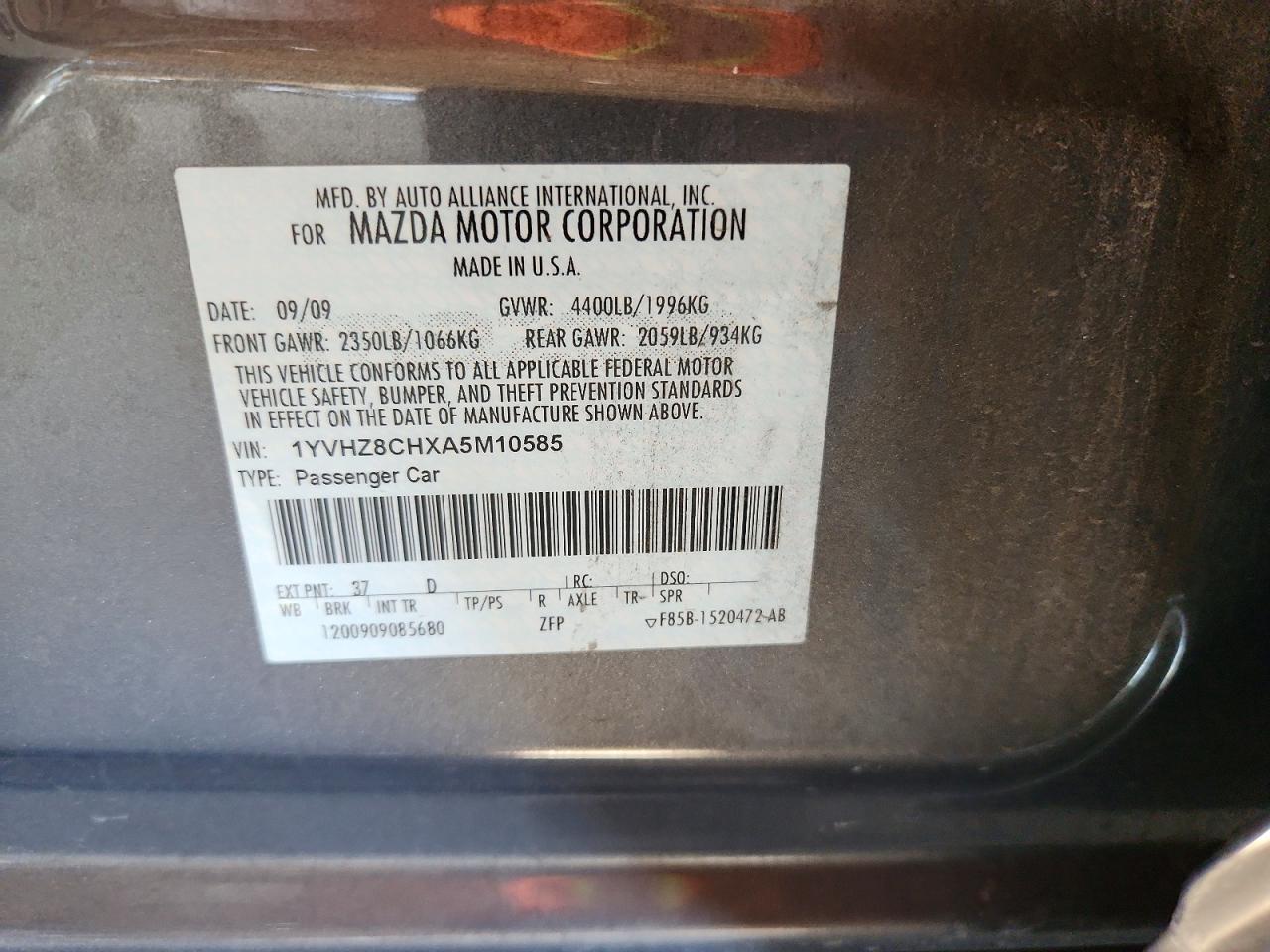 2010 Mazda 6 I Gray vin: 1YVHZ8CHXA5M10585