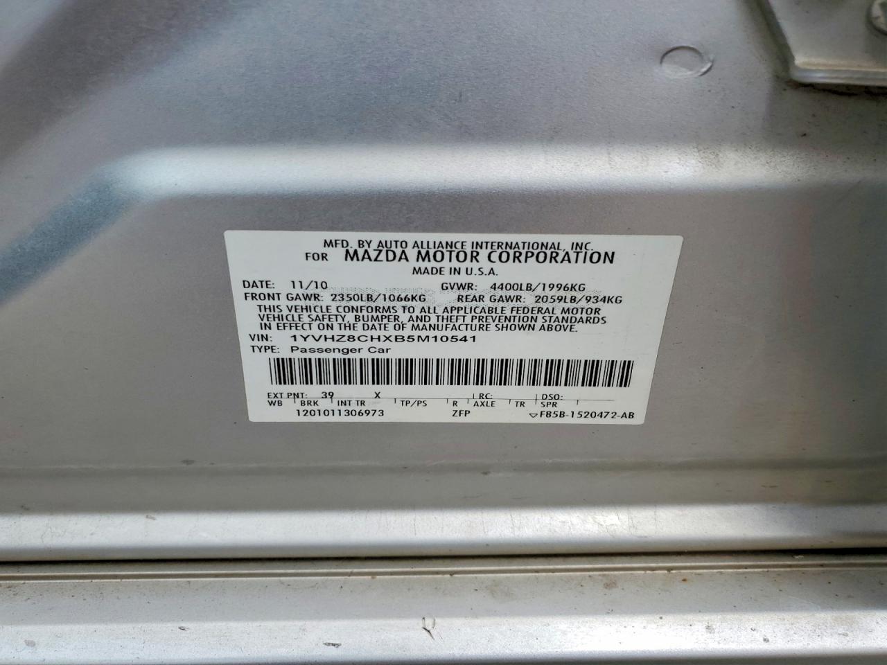2011 Mazda 6 I Silver vin: 1YVHZ8CHXB5M10541
