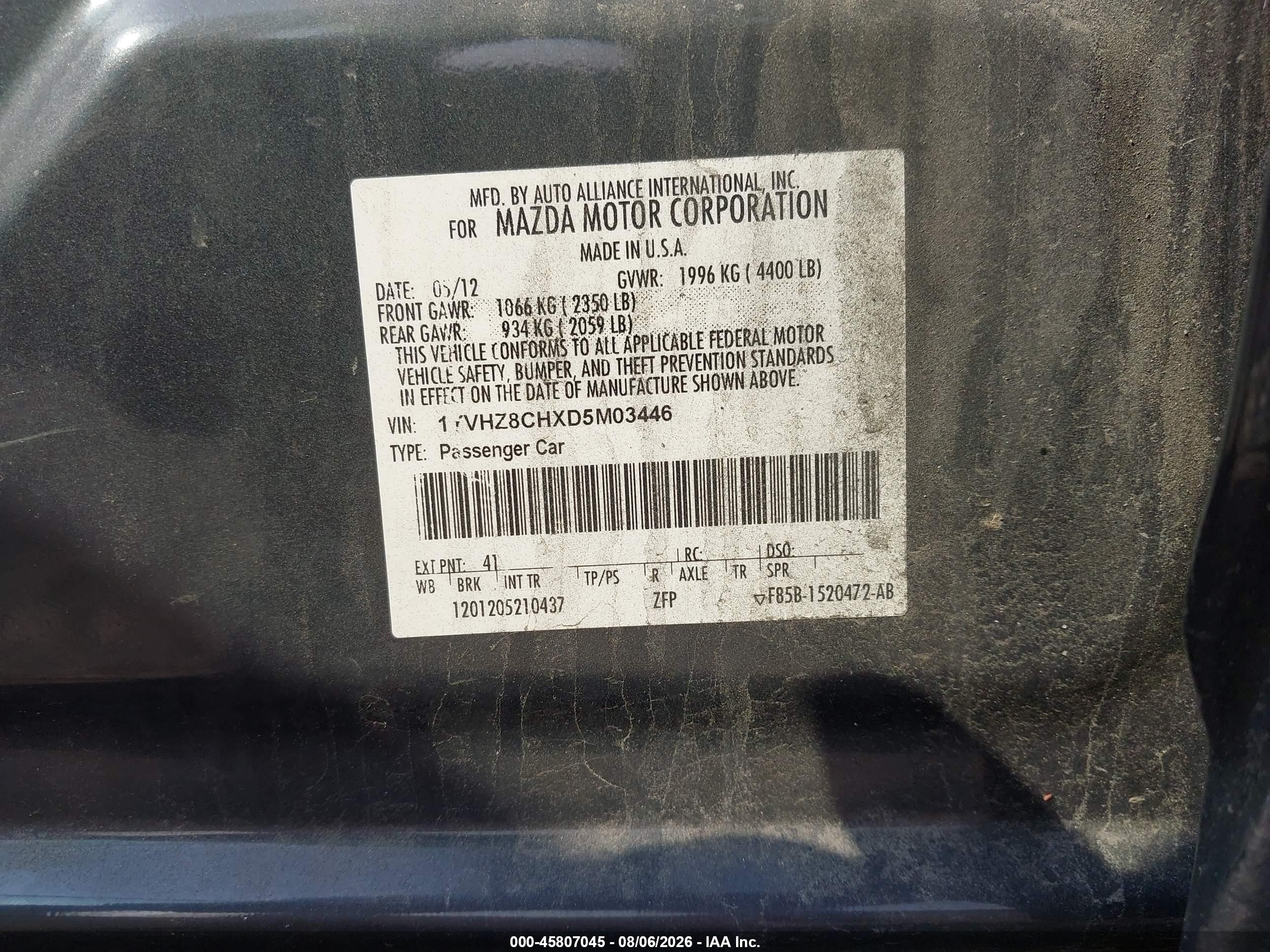 2013 Mazda Mazda6 I Grand Touring Gray vin: 1YVHZ8CHXD5M03446