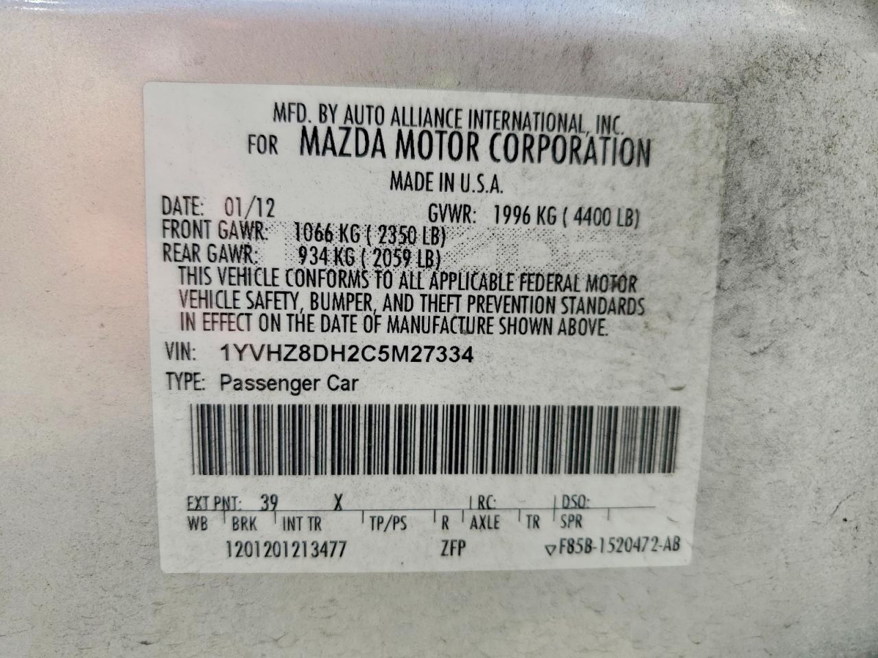 2012 Mazda 6 I Silver vin: 1YVHZ8DH2C5M27334