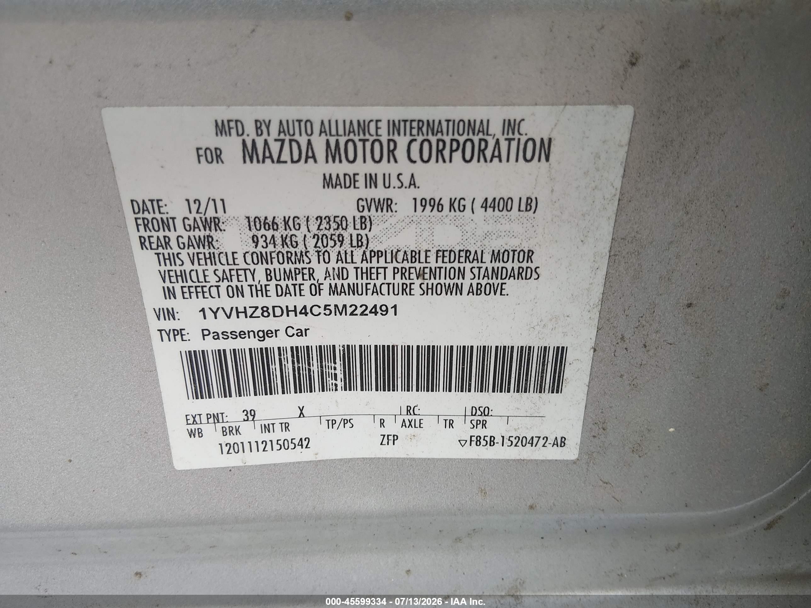 2012 Mazda Mazda6   Silver vin: 1YVHZ8DH4C5M22491