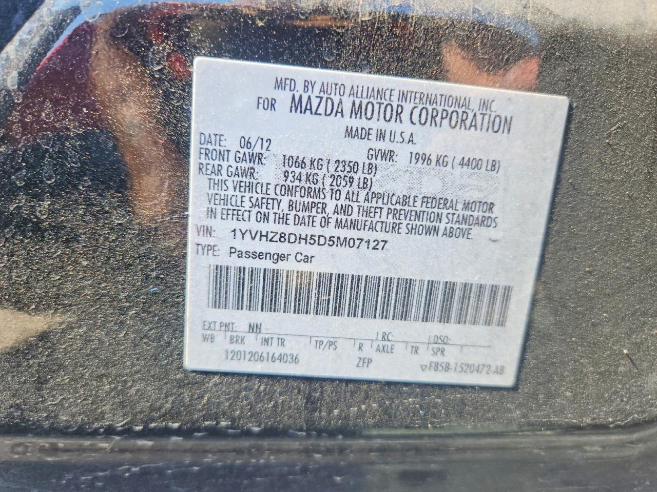 2013 Mazda 6 Touring Black vin: 1YVHZ8DH5D5M07127