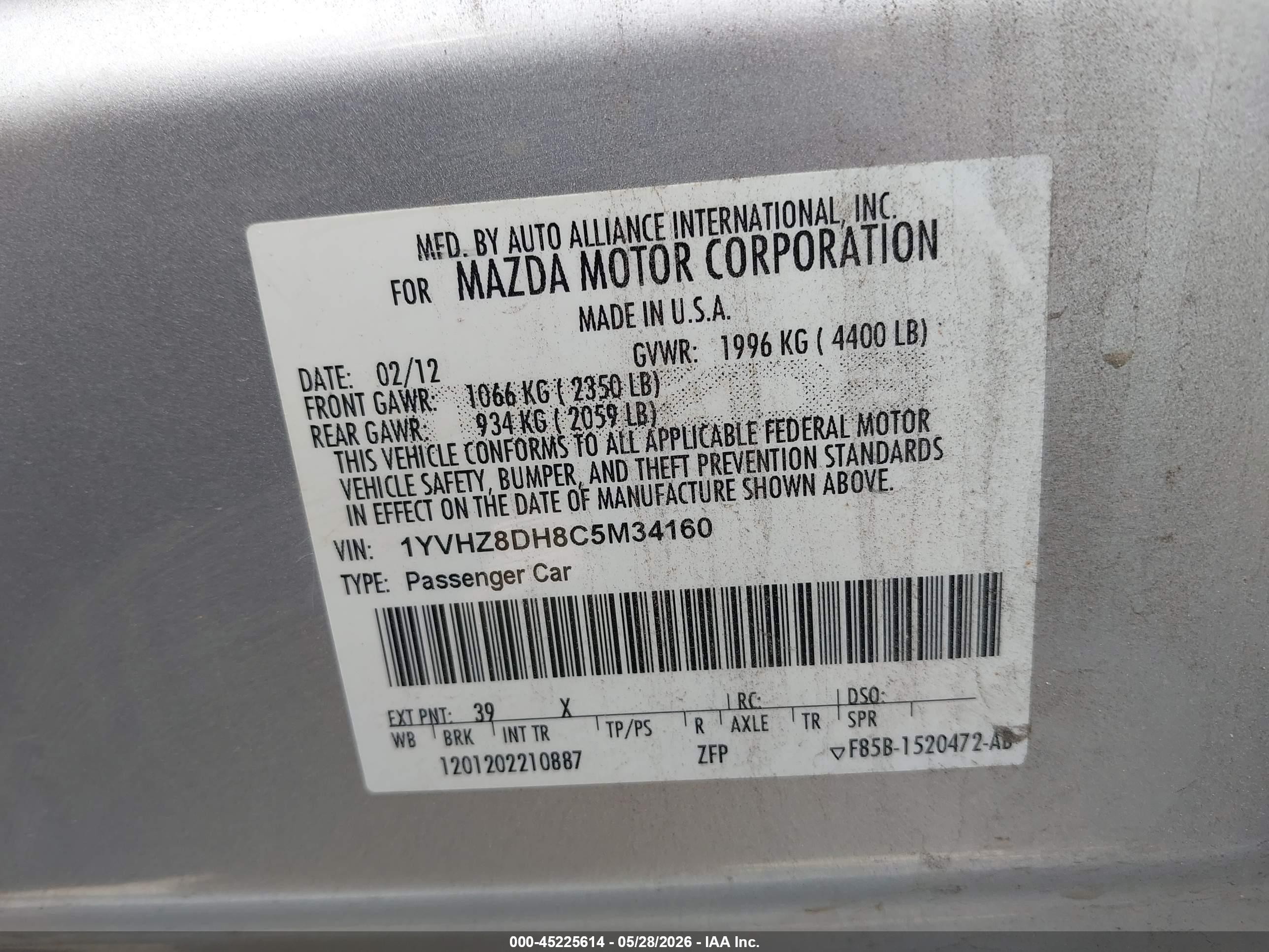 2012 Mazda Mazda6   Silver vin: 1YVHZ8DH8C5M34160