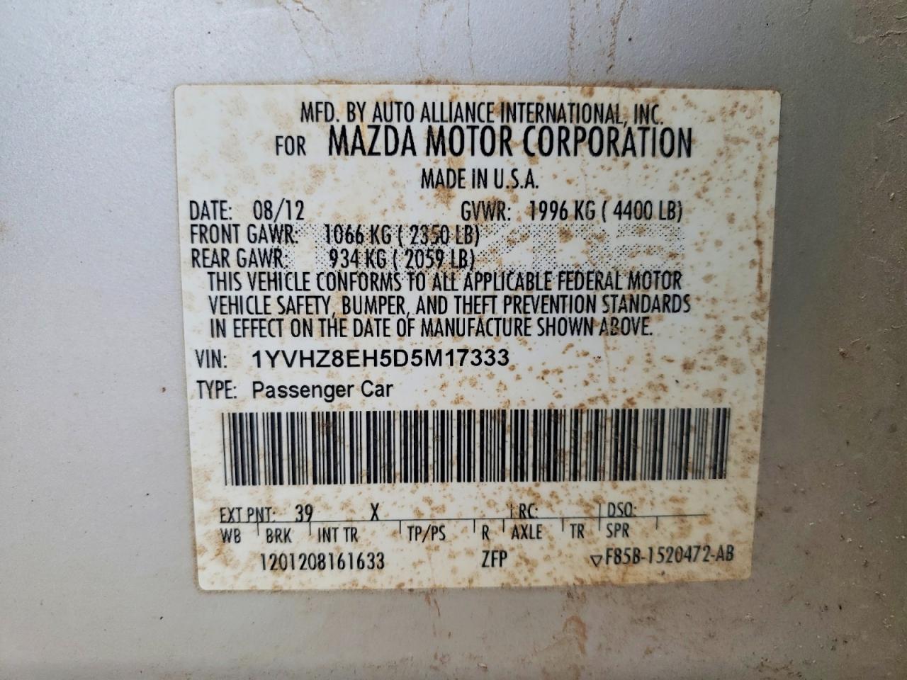 2013 Mazda 6 Touring Plus Silver vin: 1YVHZ8EH5D5M17333