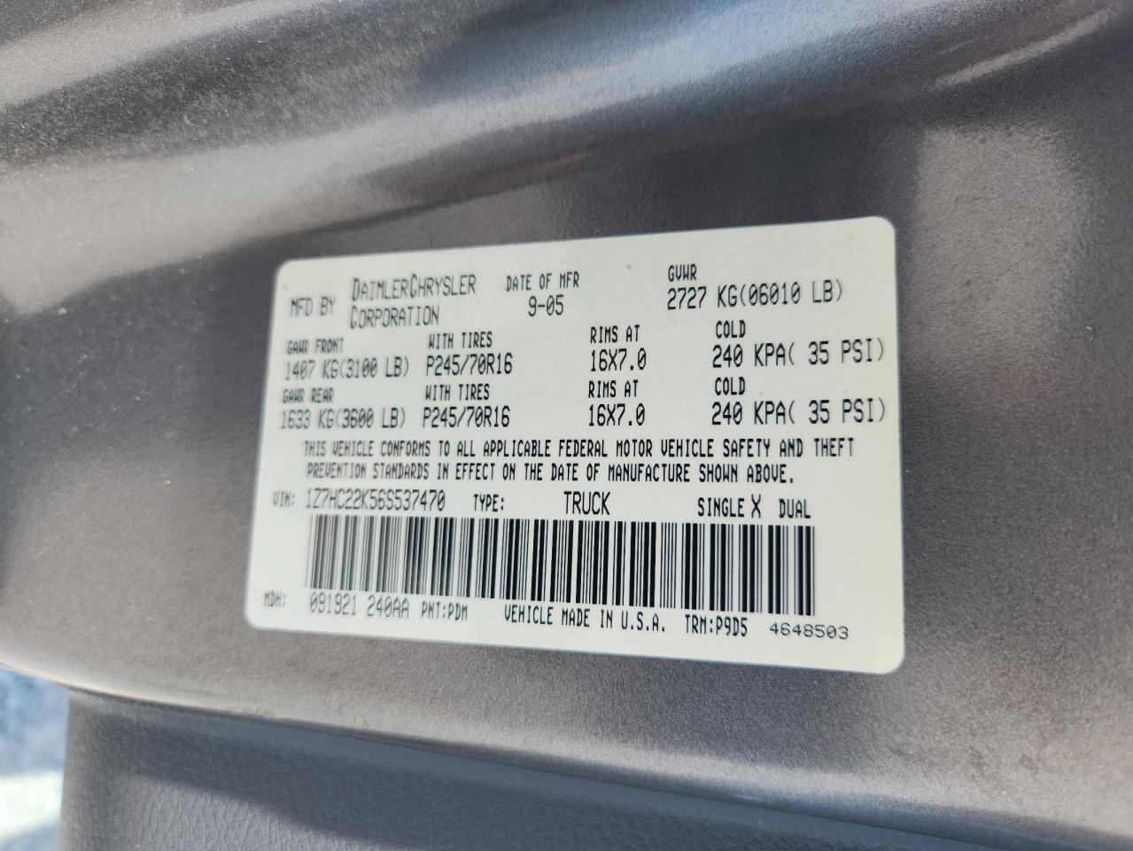 2006 Mitsubishi Raider Ls Gray vin: 1Z7HC22K56S537470