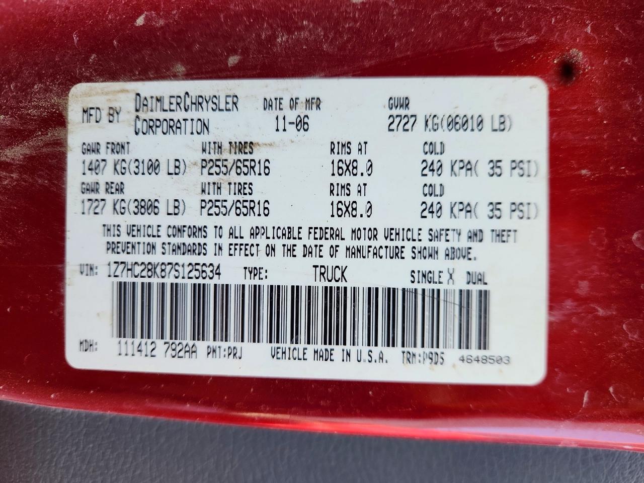 2007 Mitsubishi Raider Ls Red vin: 1Z7HC28K87S125634