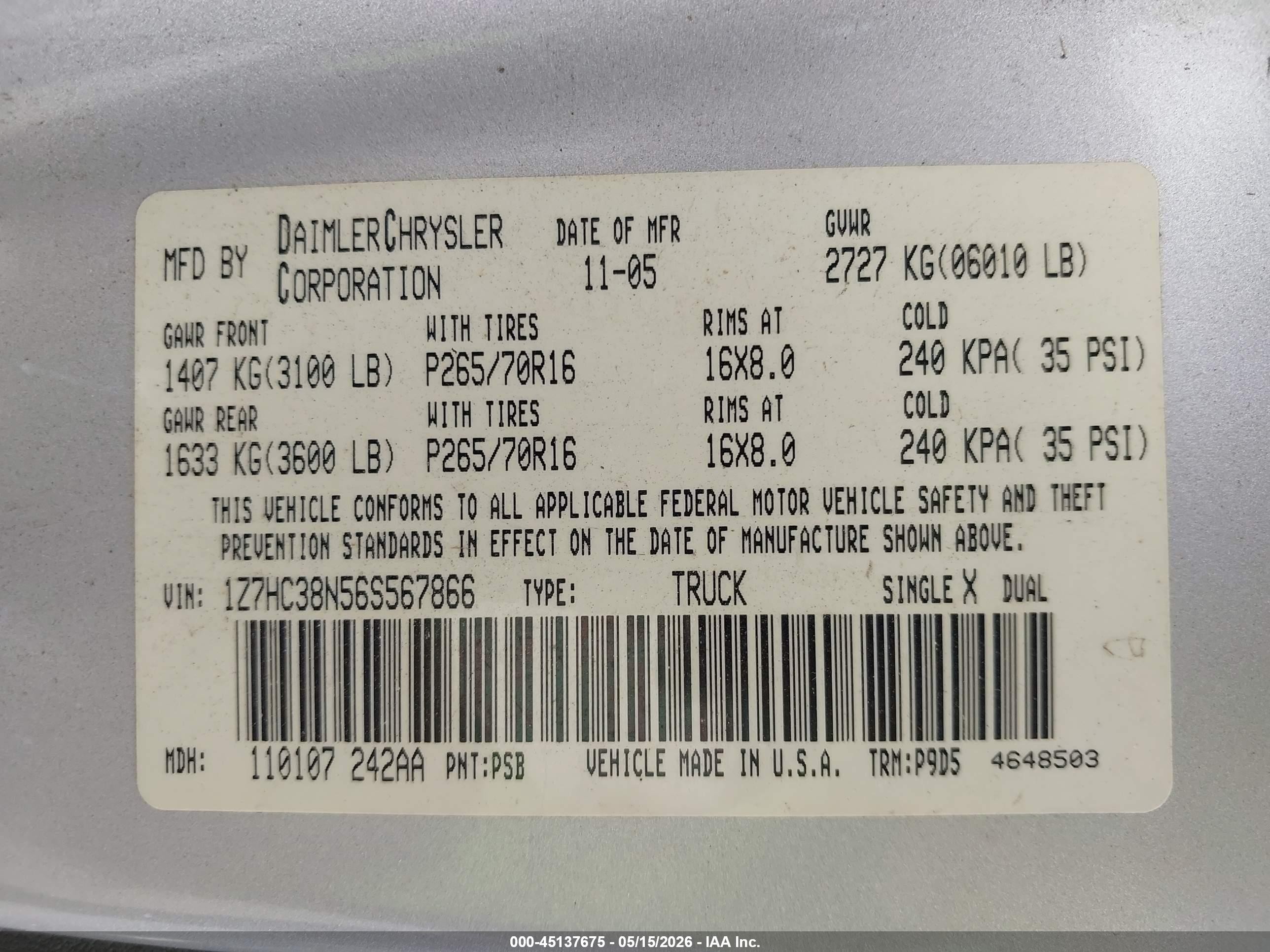 2006 Mitsubishi Raider Duro Cross V8 Silver vin: 1Z7HC38N56S567866