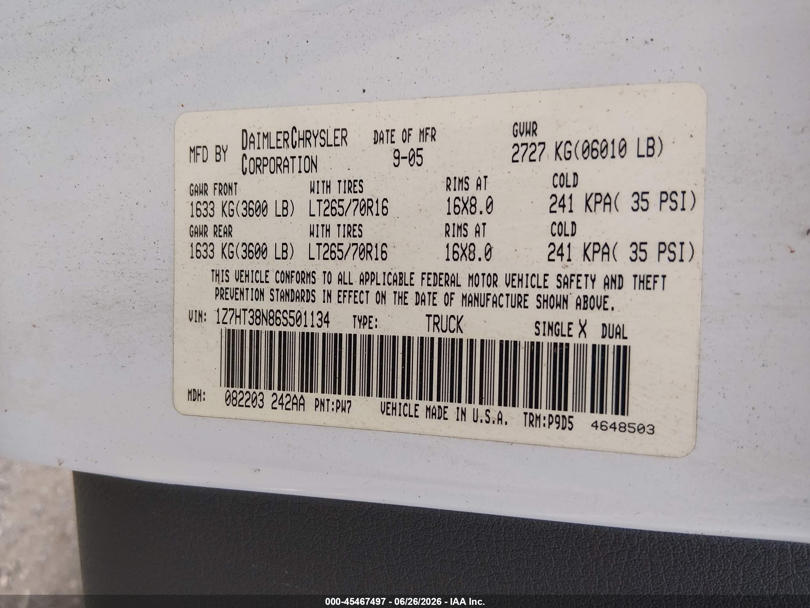 2006 Mitsubishi Raider Duro Cross V8 White vin: 1Z7HT38N86S501134