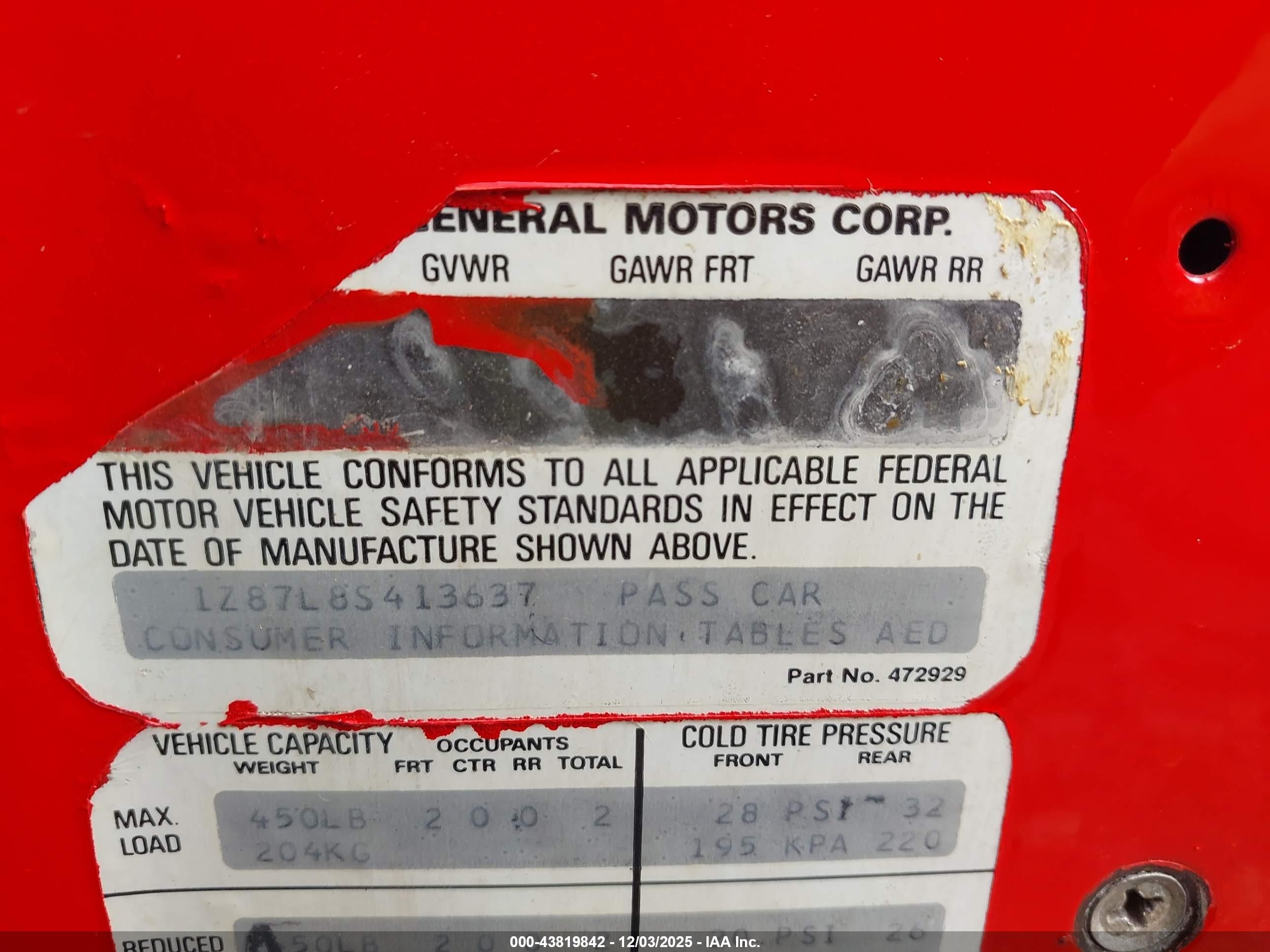 1978 Chevrolet Corvette   Красный vin: 1Z87L8S413637    
