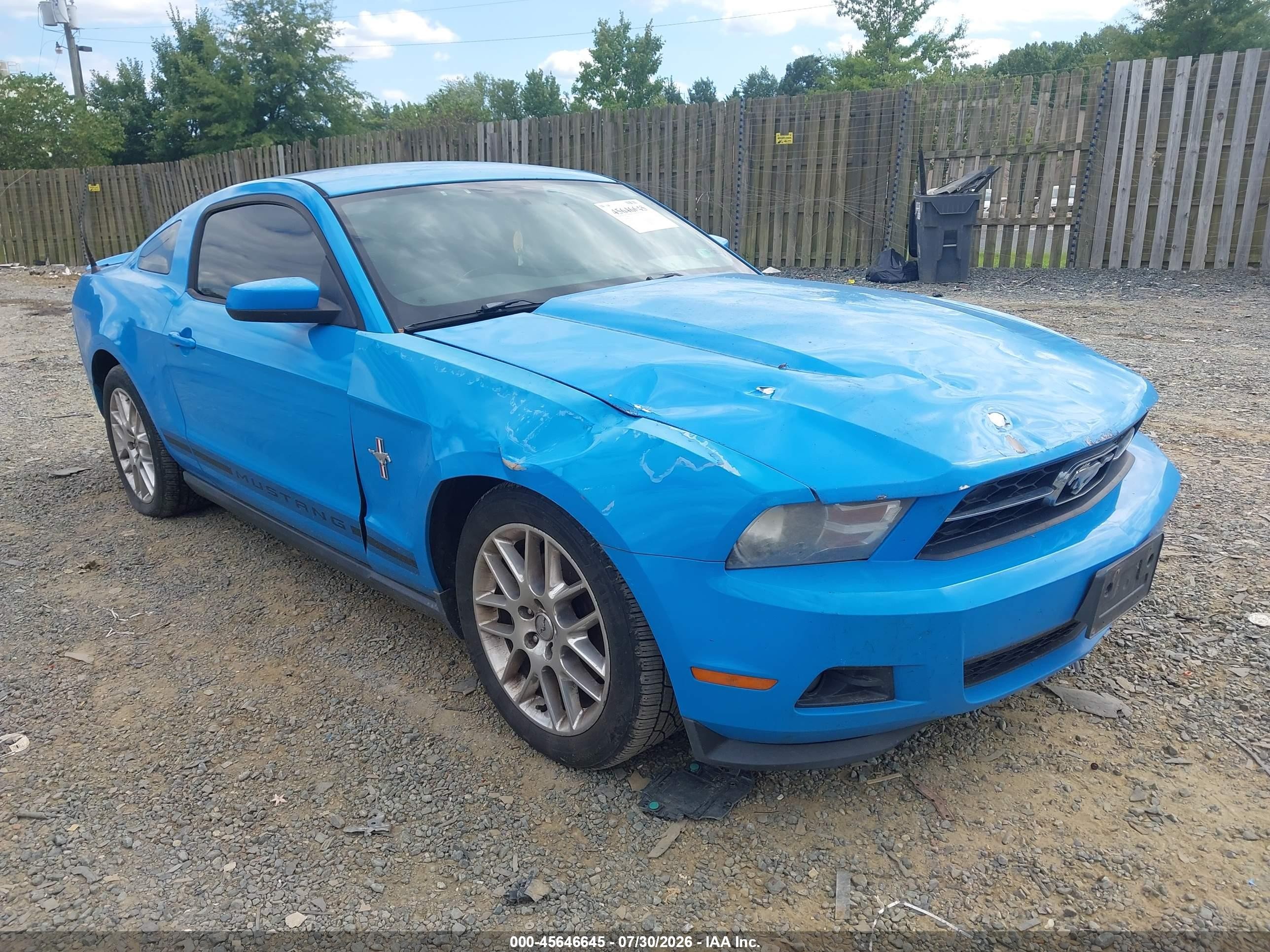 2012 Ford Mustang V6/v6 Premium Синий vin: 1ZVBP8AM0C5206038