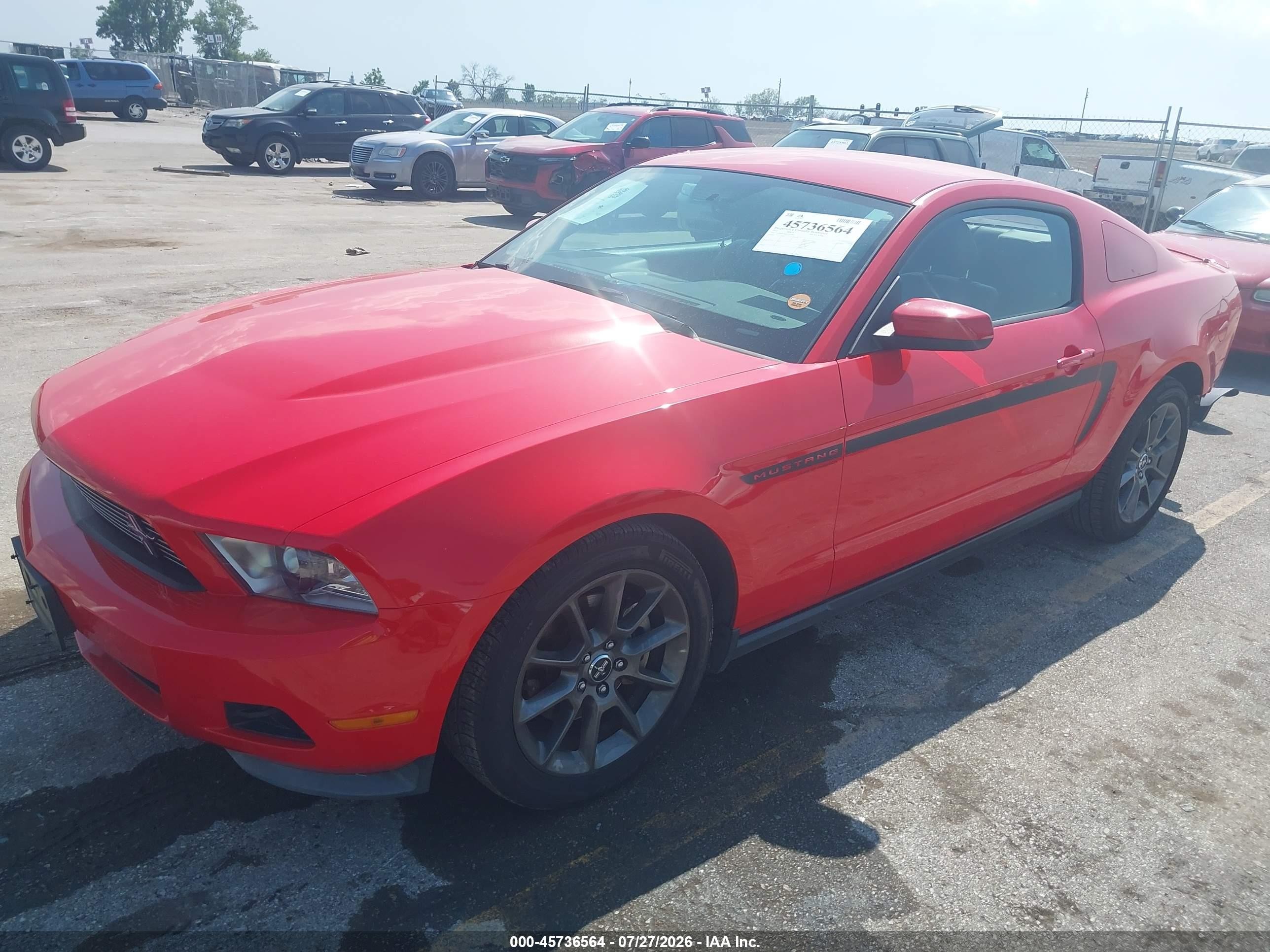2012 Ford Mustang V6 Premium Red vin: 1ZVBP8AM0C5225947