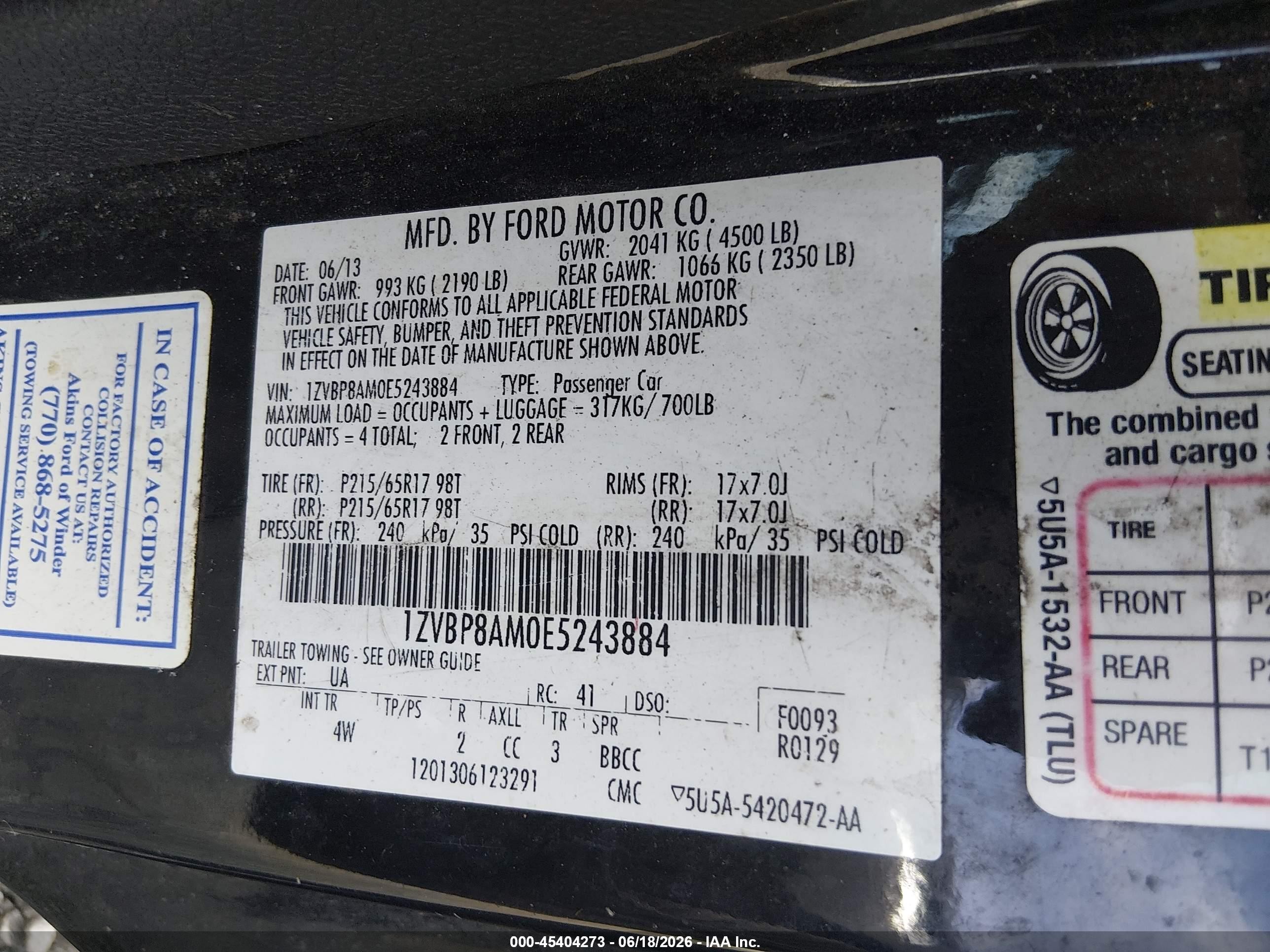 2014 Ford Mustang V6 Premium Black vin: 1ZVBP8AM0E5243884