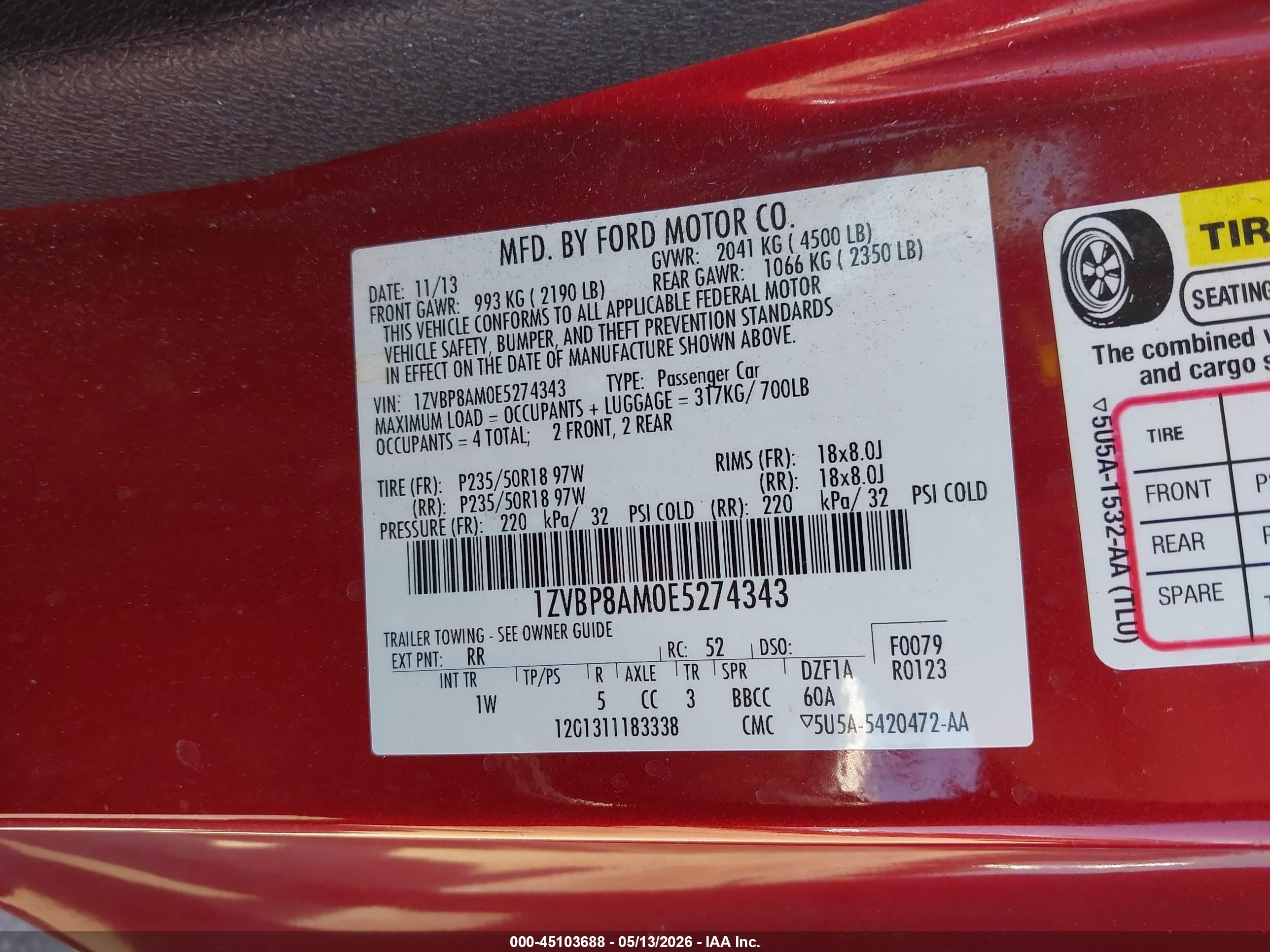 2014 Ford Mustang V6 Maroon vin: 1ZVBP8AM0E5274343