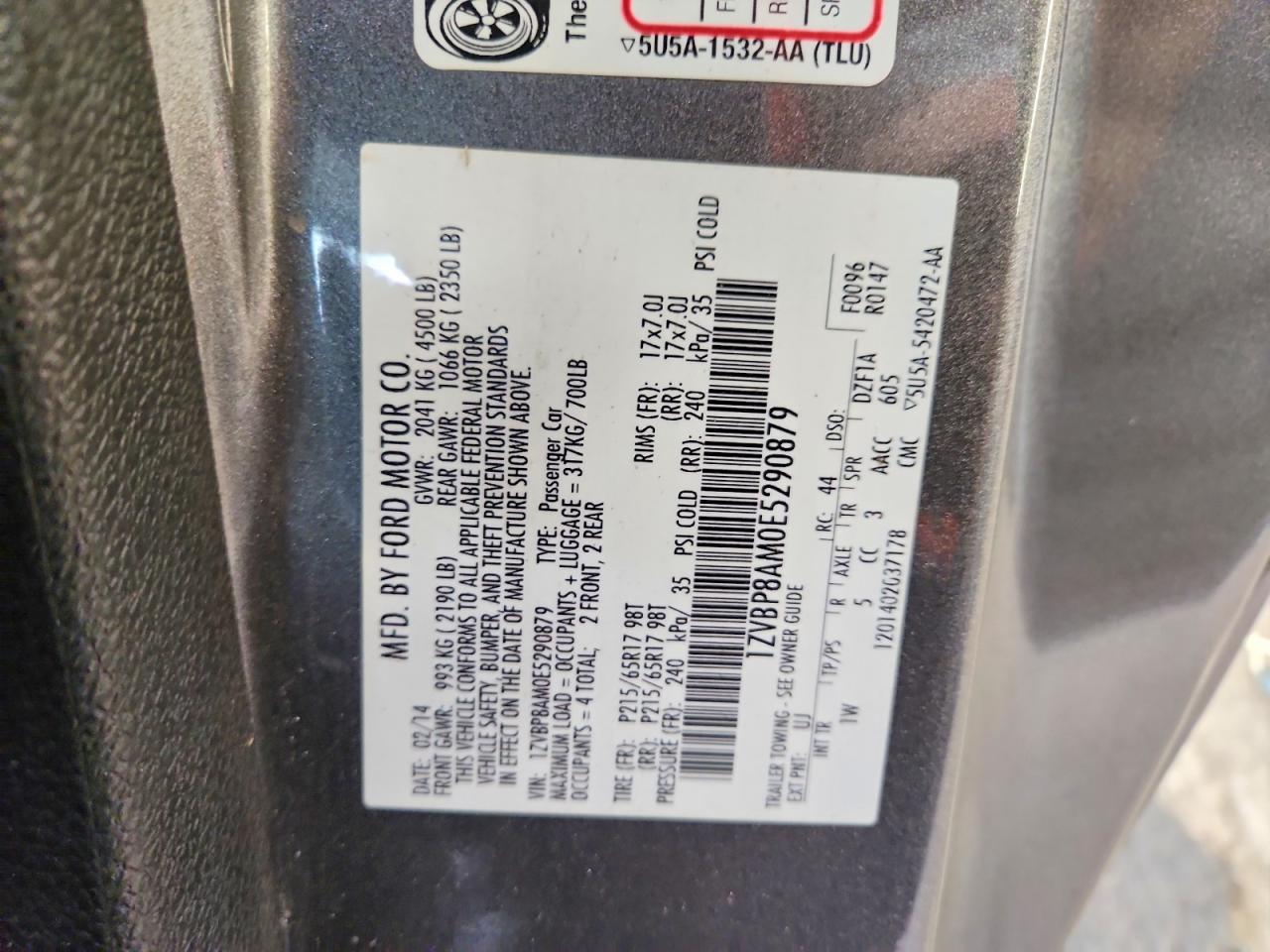 2014 Ford Mustang Gray vin: 1ZVBP8AM0E5290879