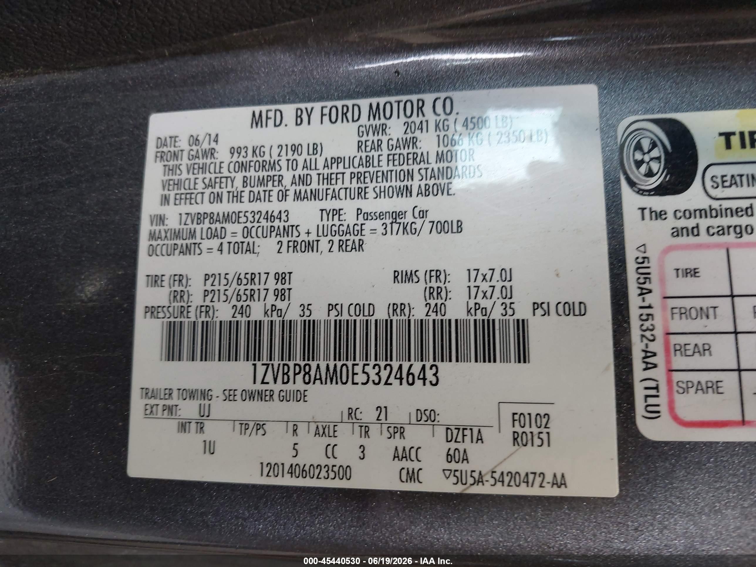 2014 Ford Mustang V6 Gray vin: 1ZVBP8AM0E5324643
