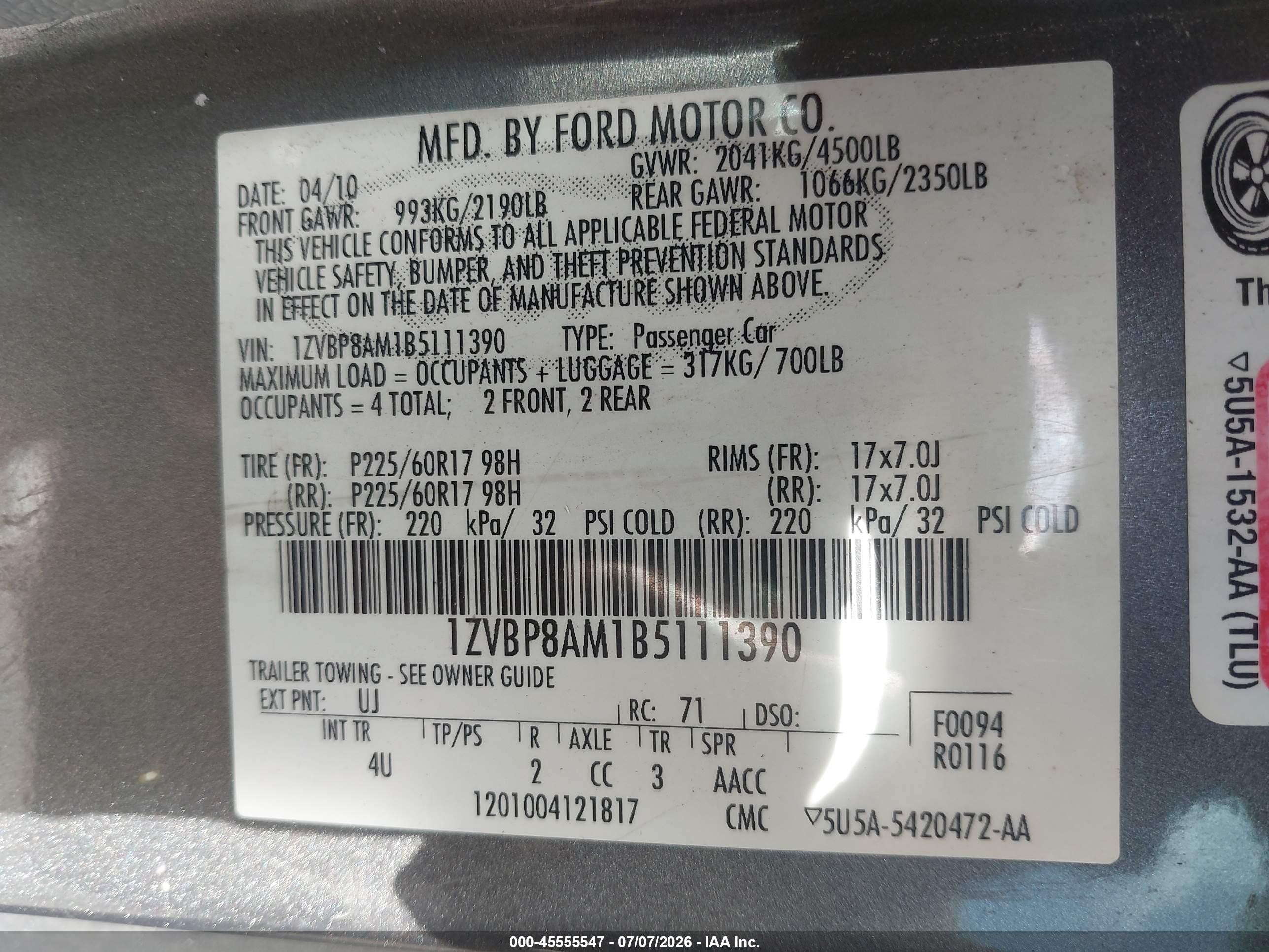 2011 Ford Mustang V6/v6 Premium Gray vin: 1ZVBP8AM1B5111390