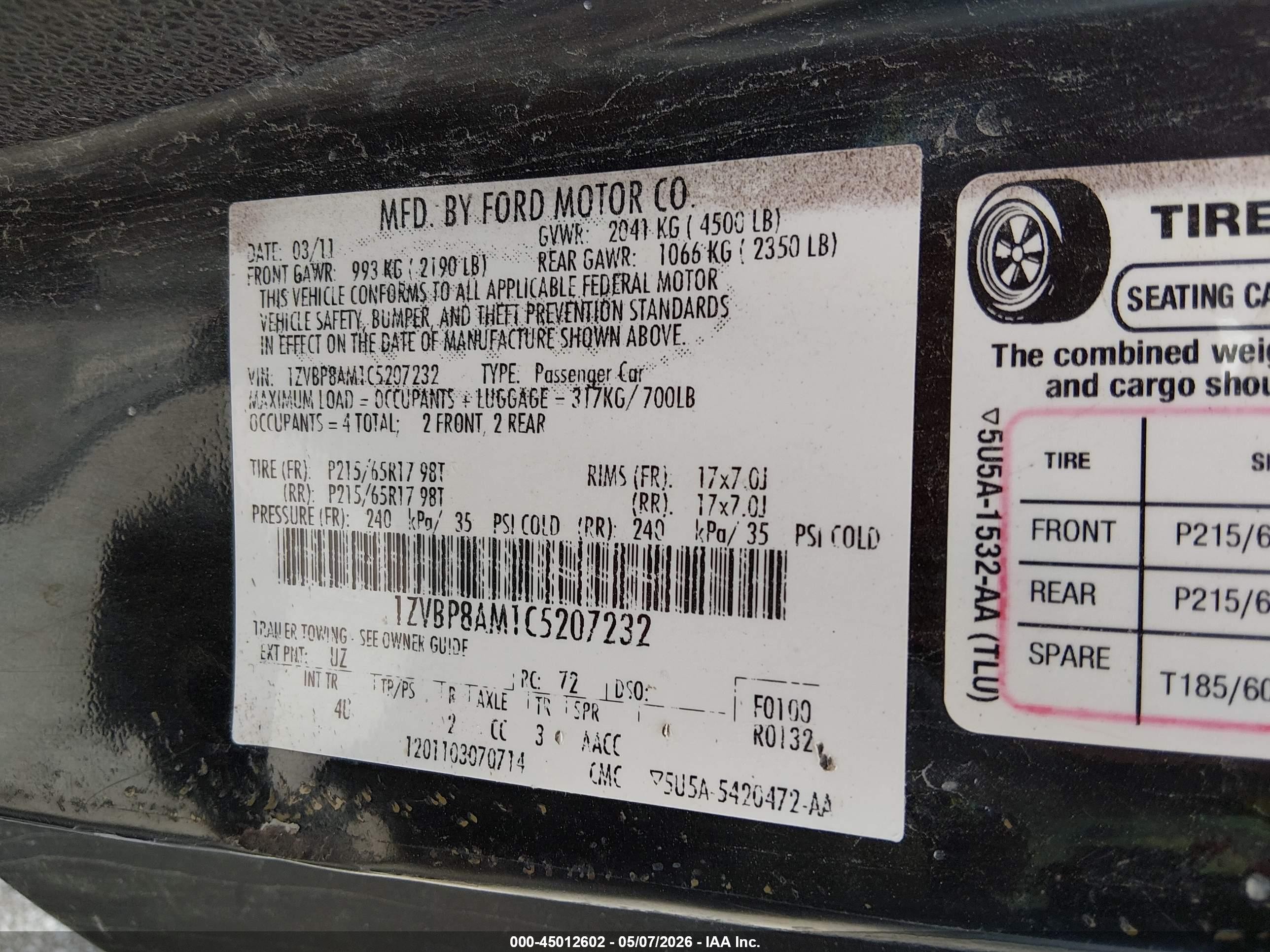 2012 Ford Mustang V6 Premium Black vin: 1ZVBP8AM1C5207232