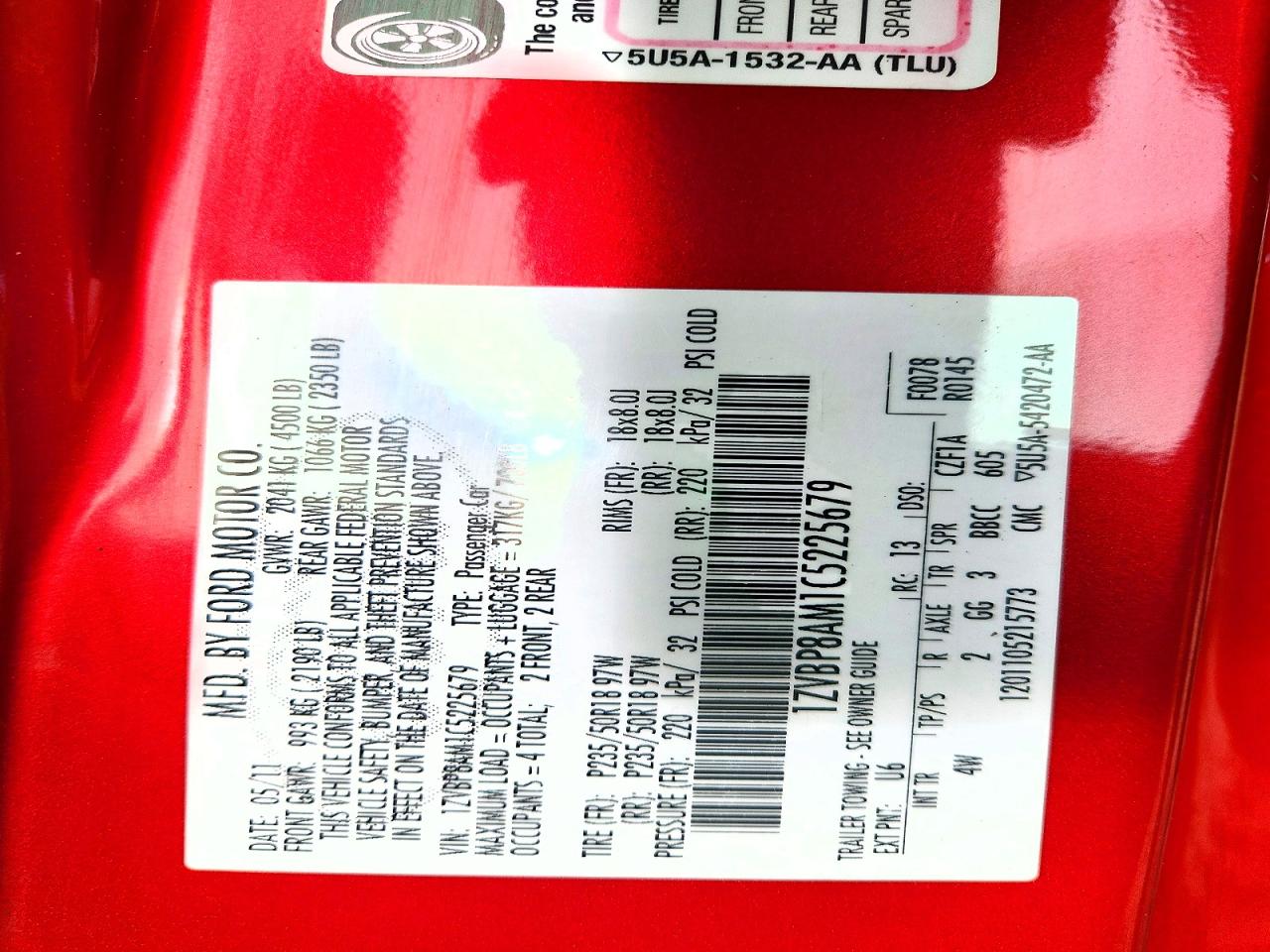 2012 Ford Mustang Red vin: 1ZVBP8AM1C5225679