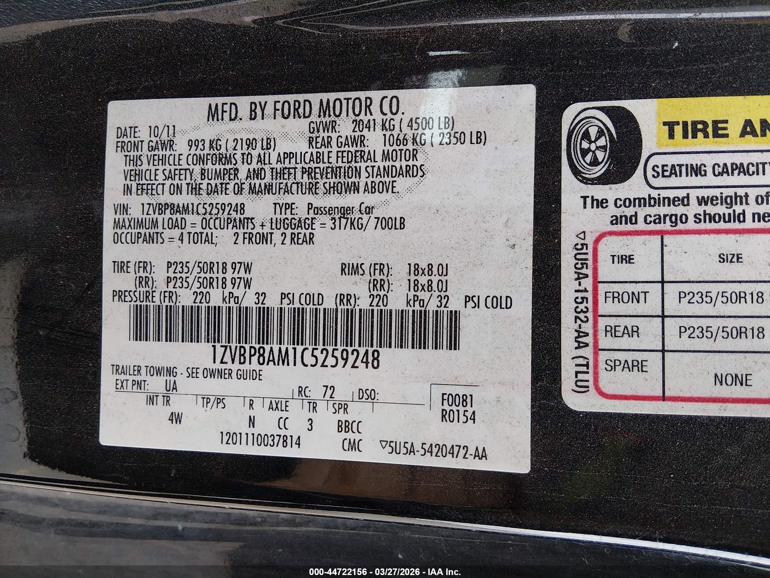 2012 Ford Mustang V6 Premium Black vin: 1ZVBP8AM1C5259248