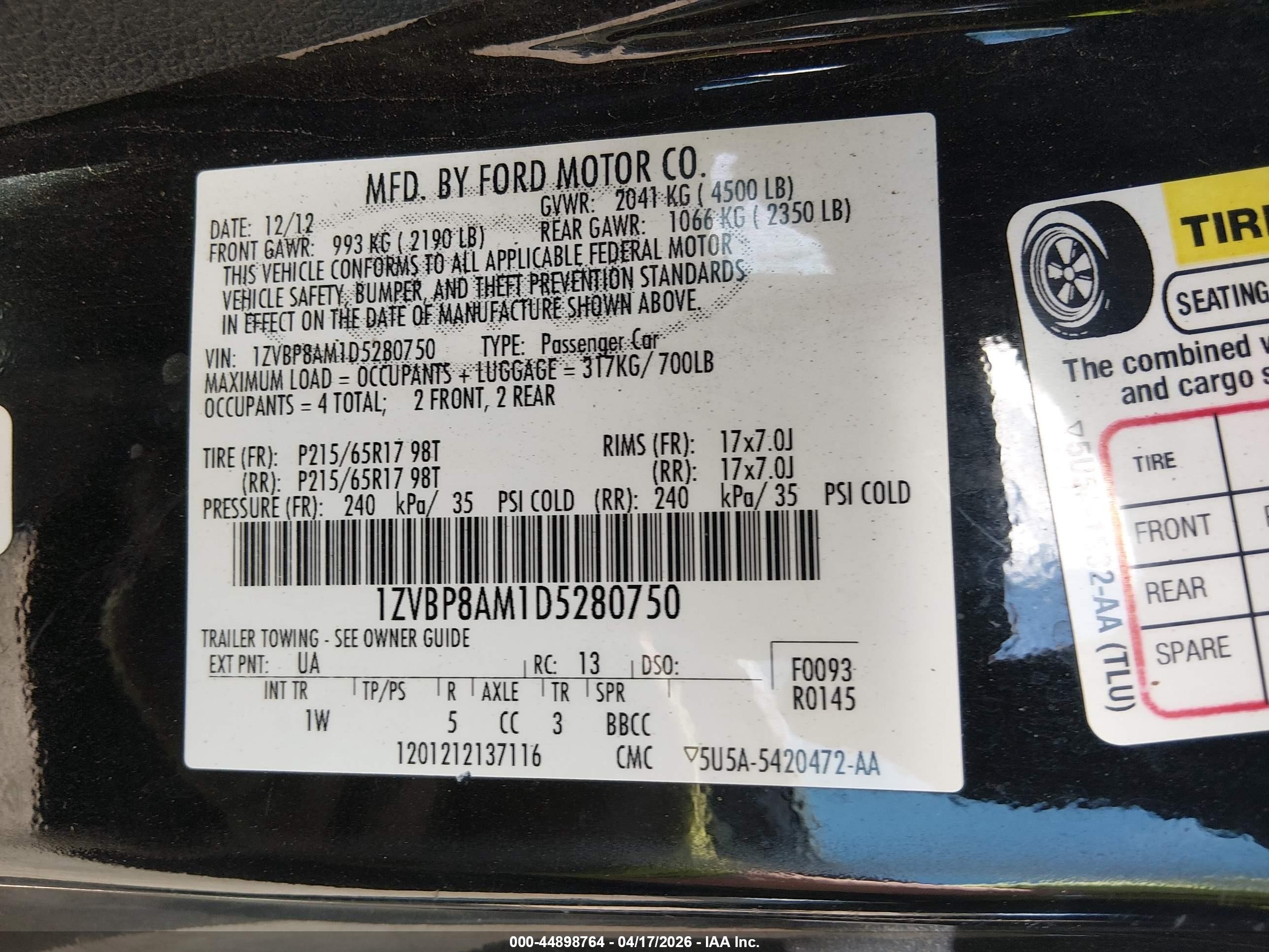 2013 Ford Mustang V6 Black vin: 1ZVBP8AM1D5280750