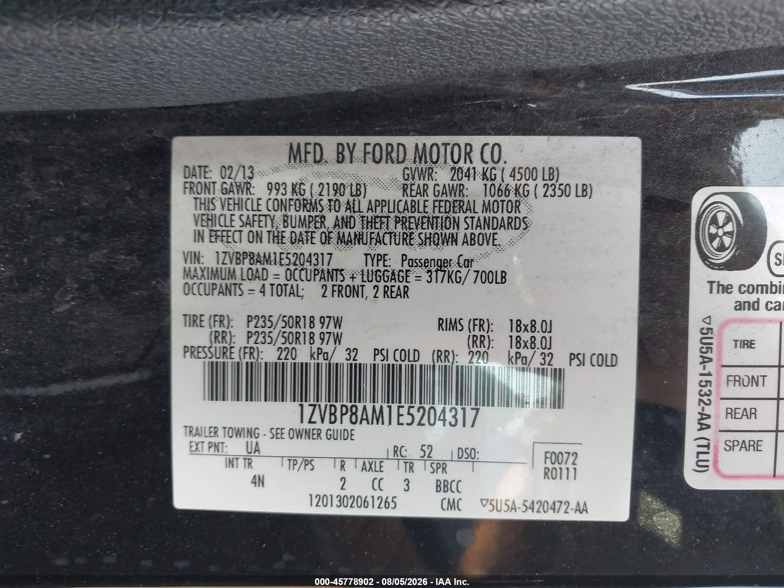 2014 Ford Mustang V6 Premium Black vin: 1ZVBP8AM1E5204317