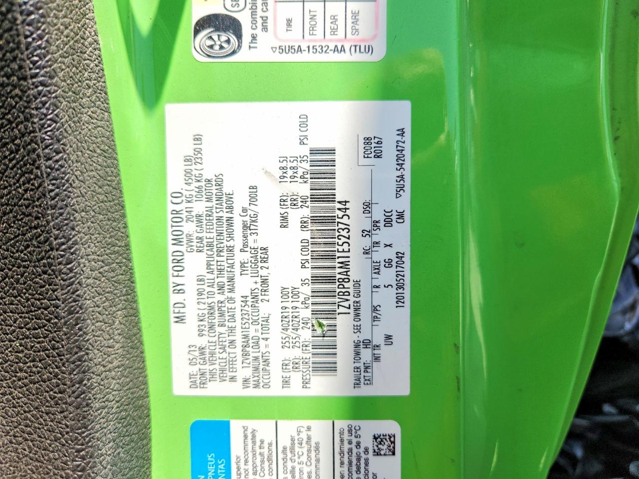 2014 Ford Mustang Green vin: 1ZVBP8AM1E5237544