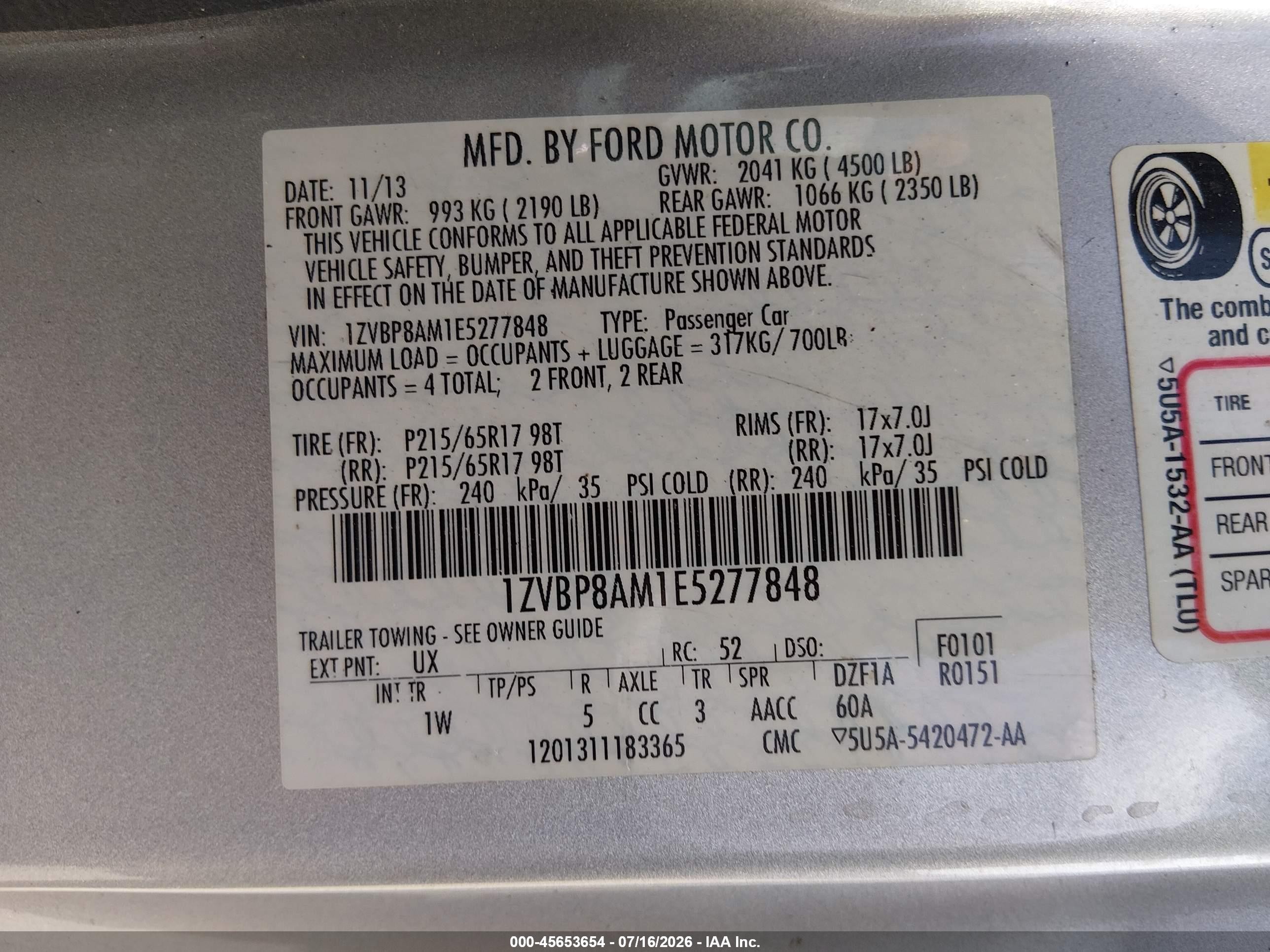 2014 Ford Mustang V6 Silver vin: 1ZVBP8AM1E5277848