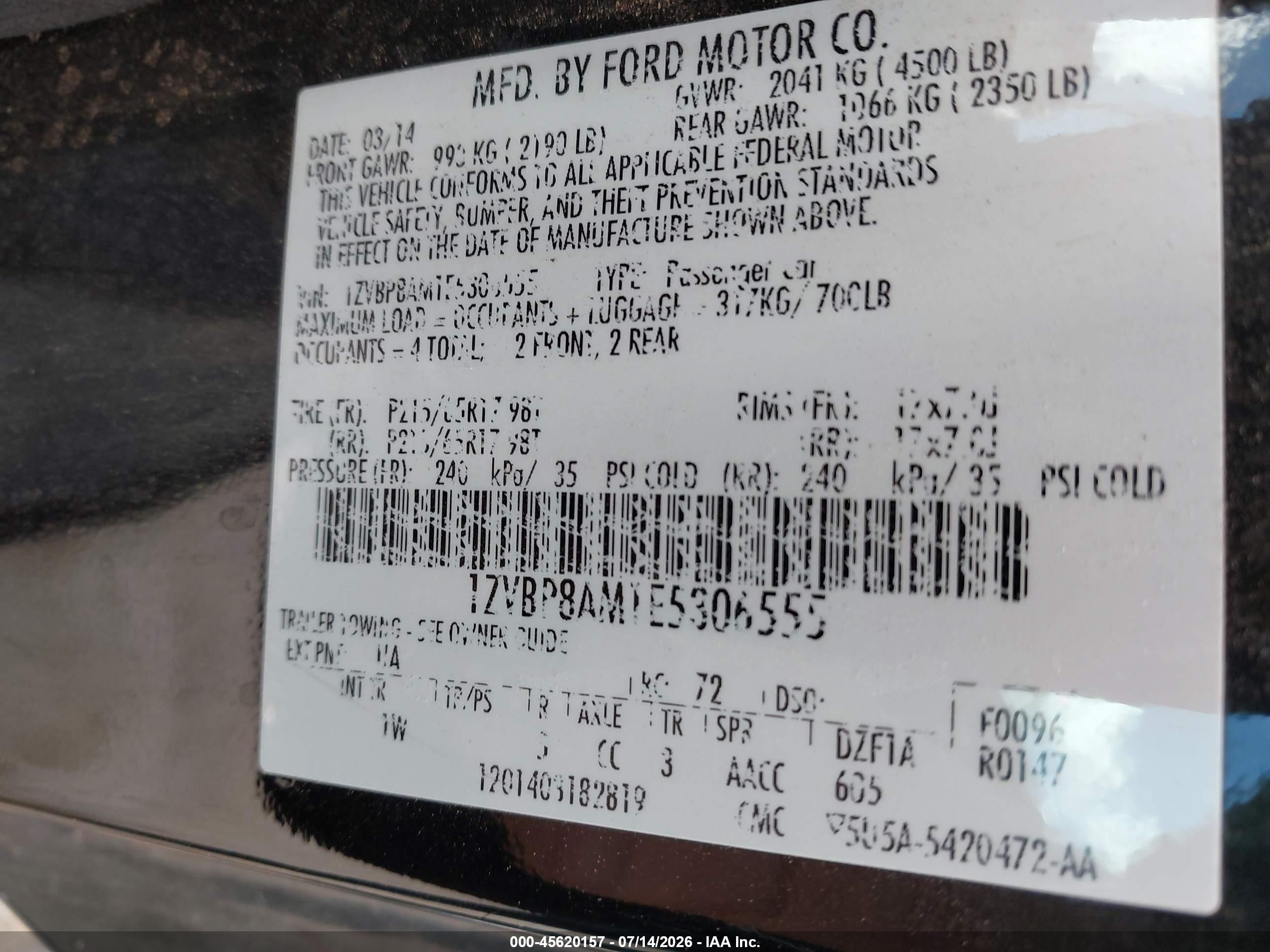 2014 Ford Mustang V6 Черный vin: 1ZVBP8AM1E5306555