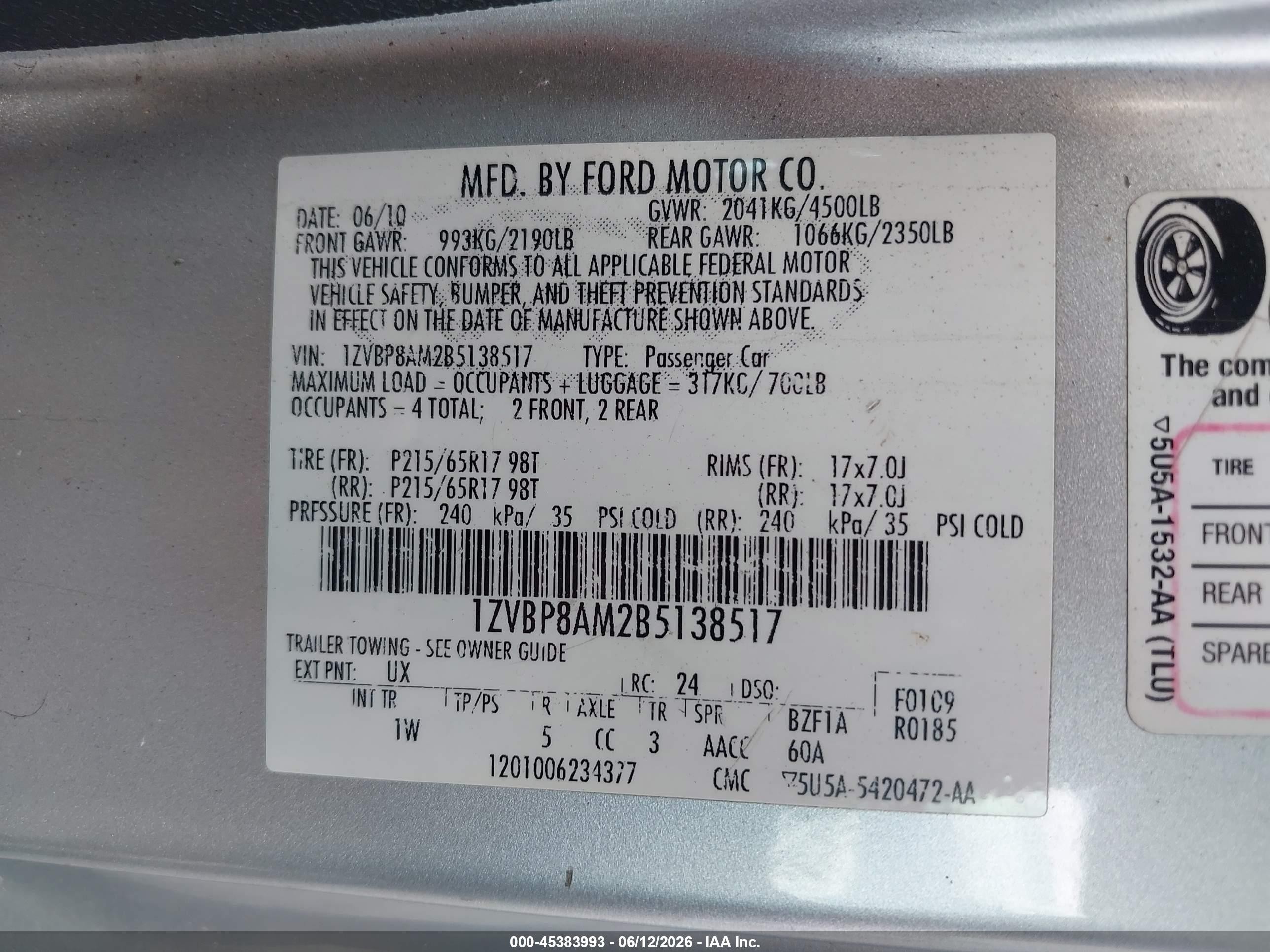 2011 Ford Mustang V6 Silver vin: 1ZVBP8AM2B5138517