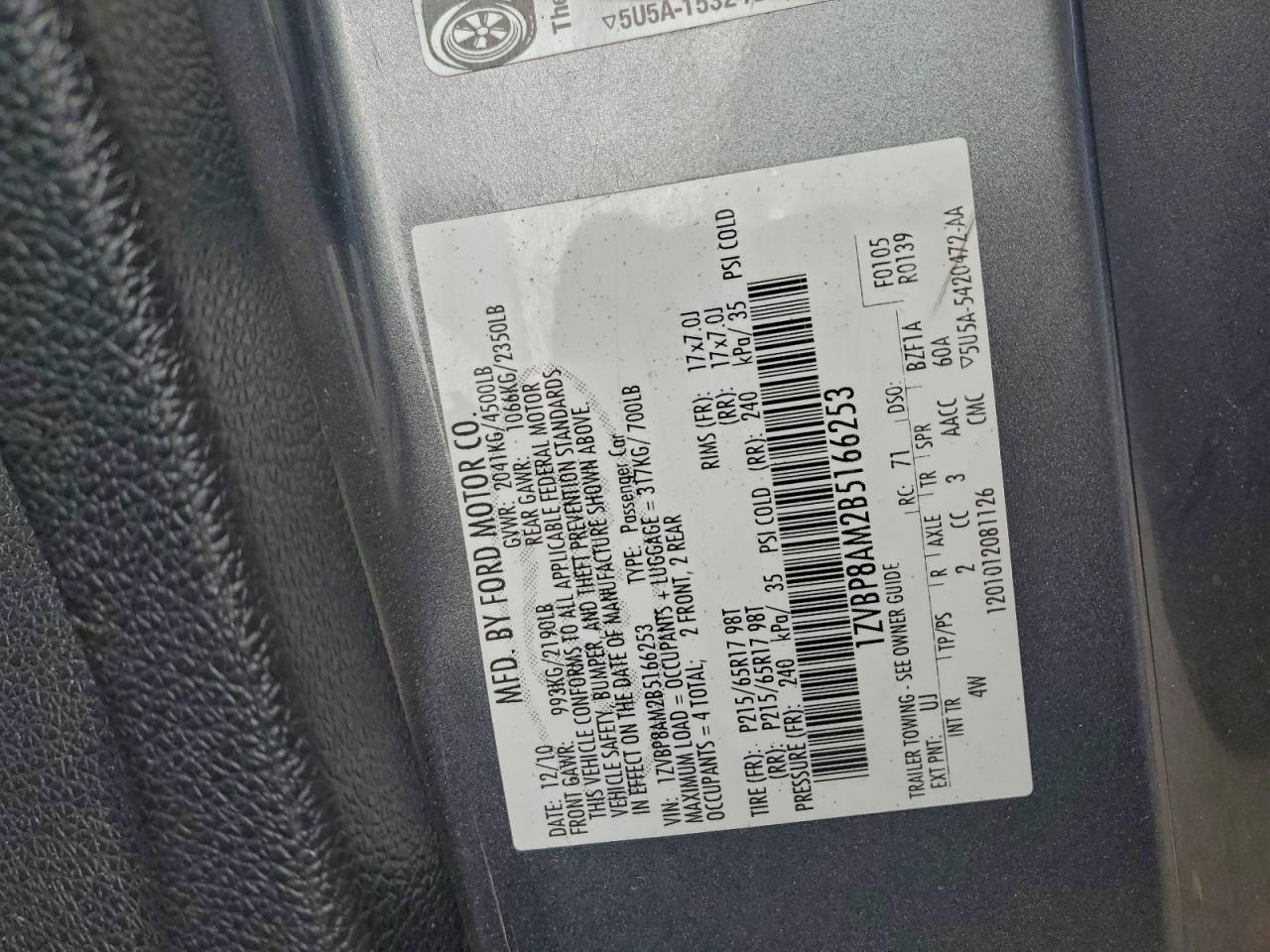 2011 Ford Mustang Gray vin: 1ZVBP8AM2B5166253