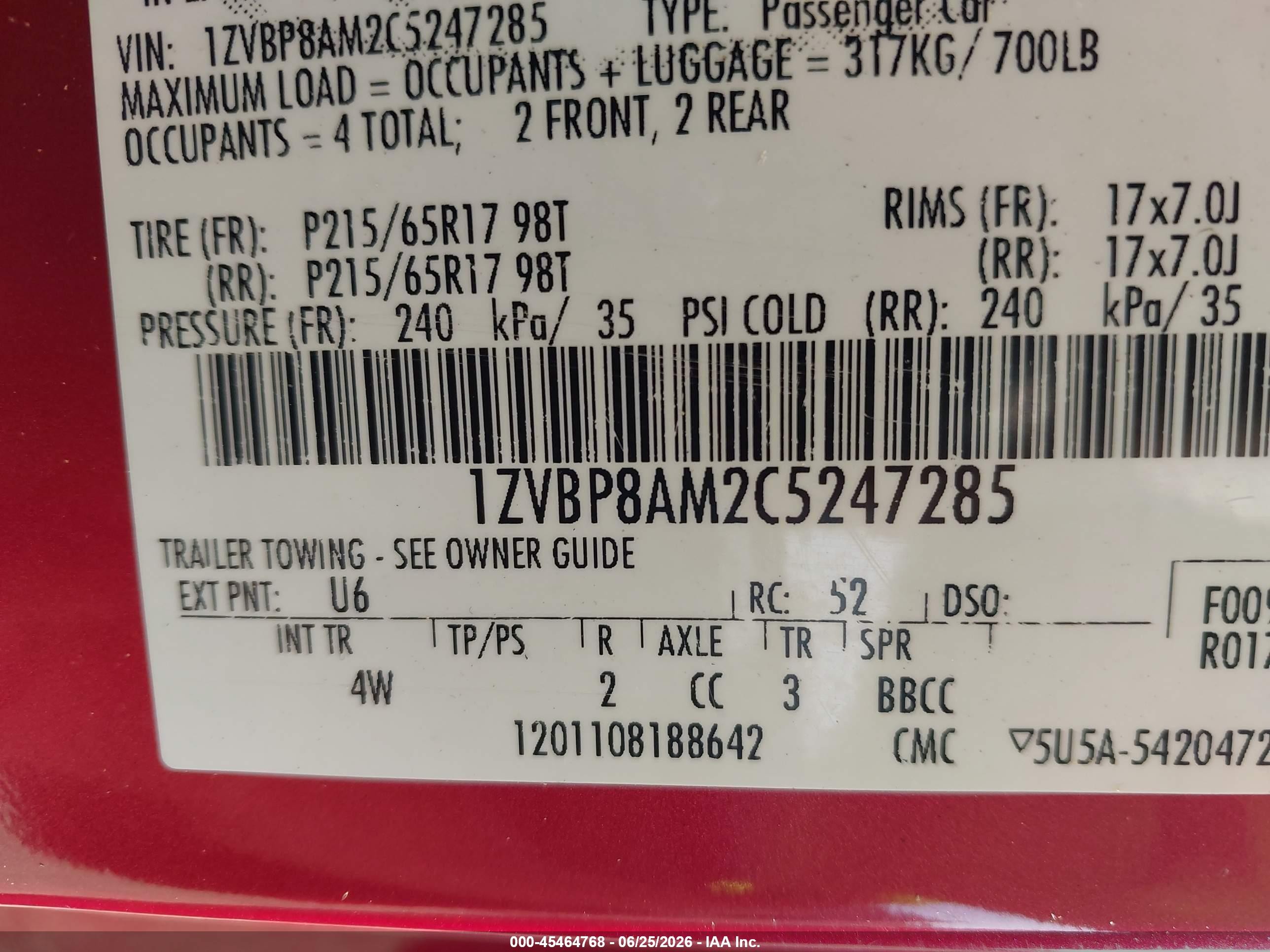 2012 Ford Mustang V6 Premium Red vin: 1ZVBP8AM2C5247285