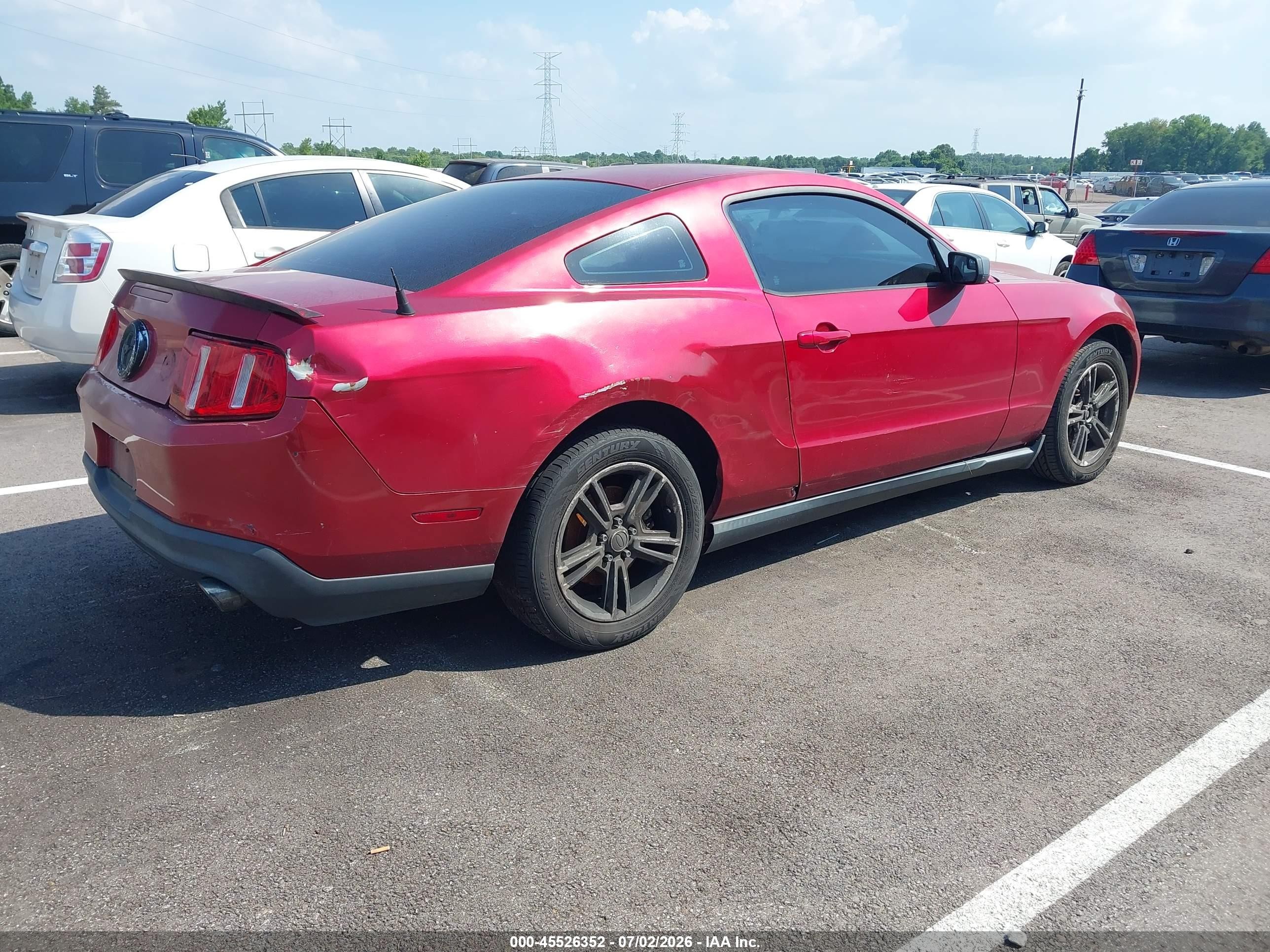 2012 Ford Mustang V6/v6 Premium Red vin: 1ZVBP8AM2C5267200