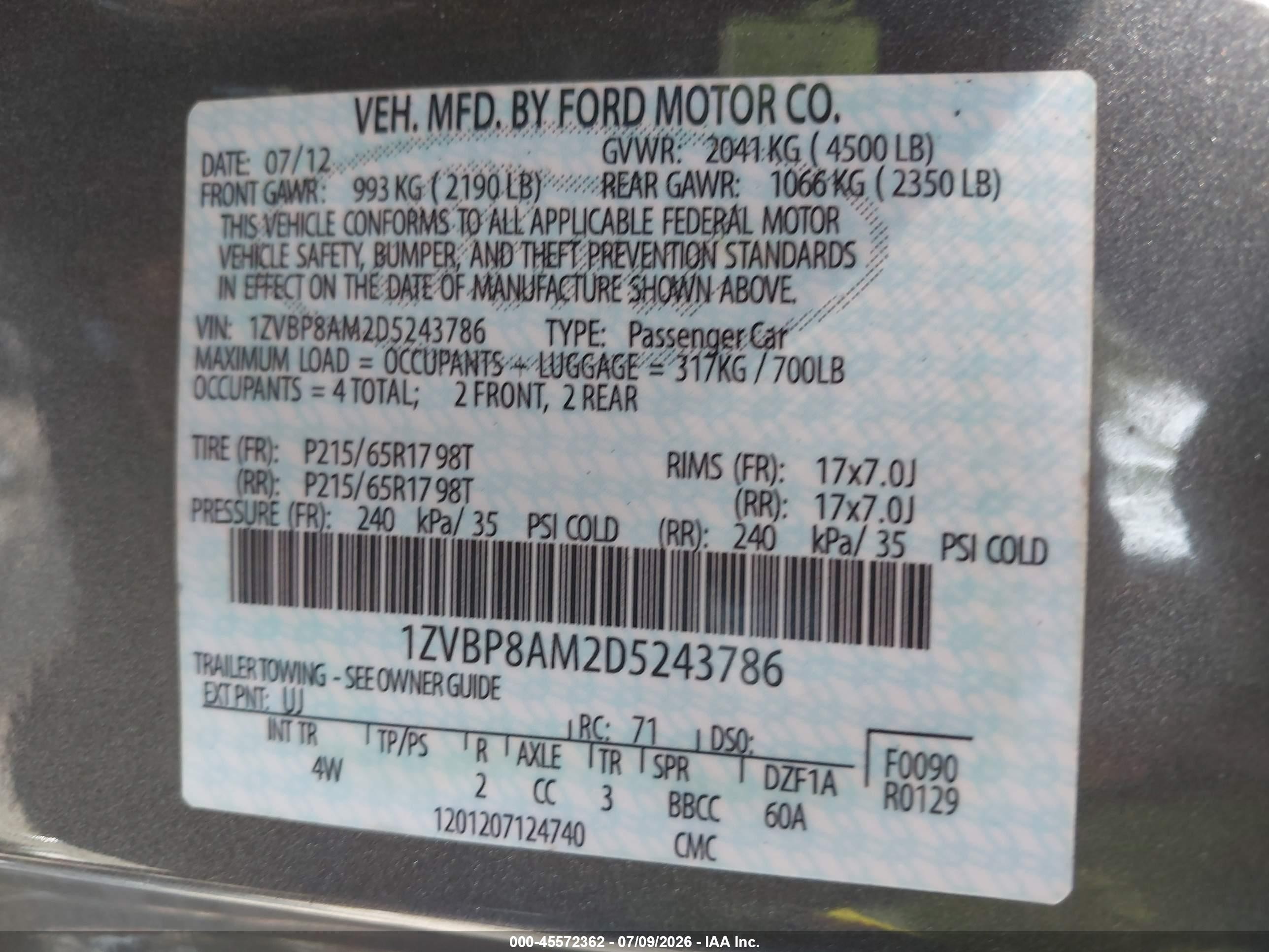 2013 Ford Mustang V6 Premium Gray vin: 1ZVBP8AM2D5243786