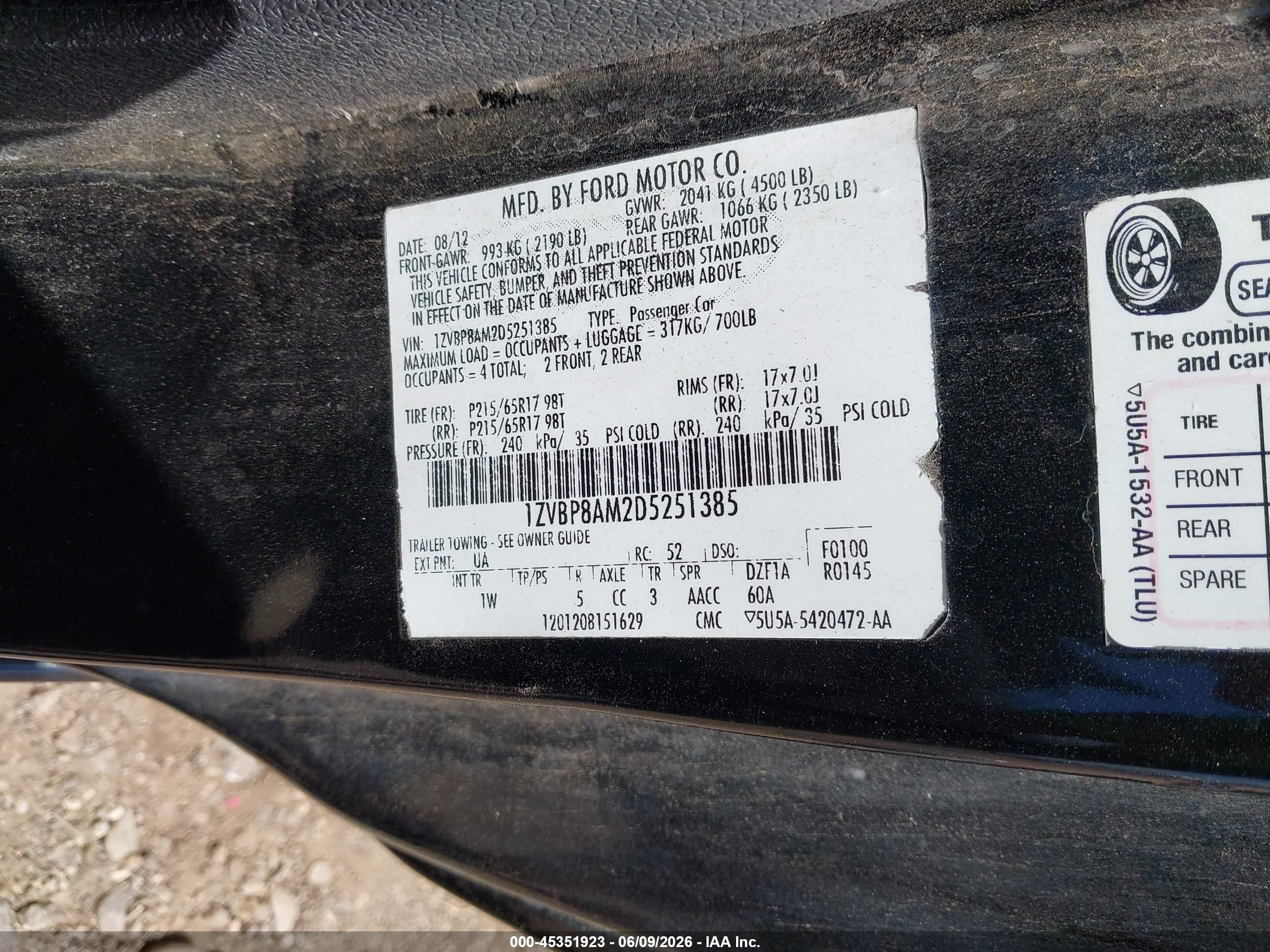 2013 Ford Mustang V6 Black vin: 1ZVBP8AM2D5251385