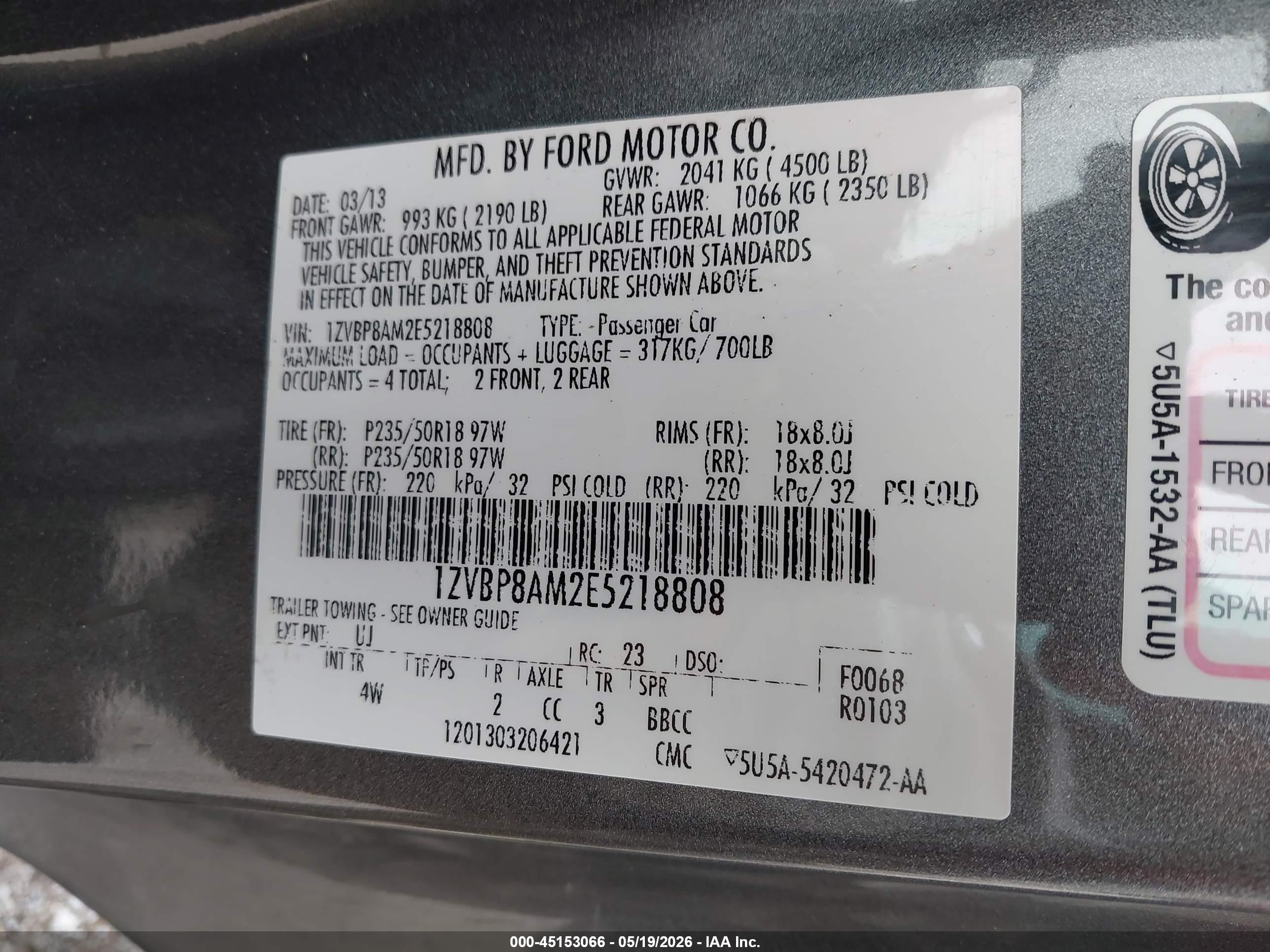 2014 Ford Mustang V6 Premium Gray vin: 1ZVBP8AM2E5218808