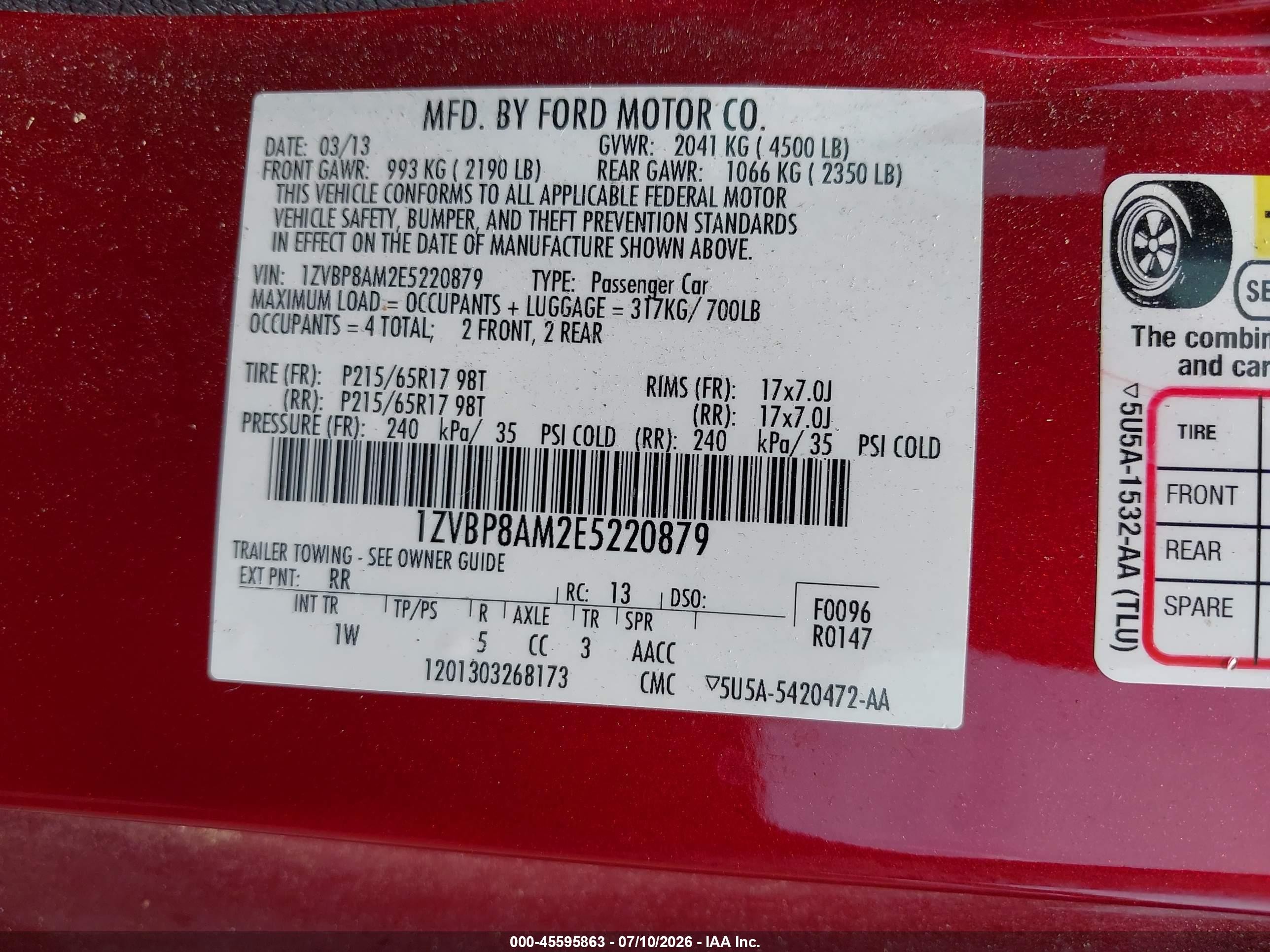 2014 Ford Mustang V6 Red vin: 1ZVBP8AM2E5220879