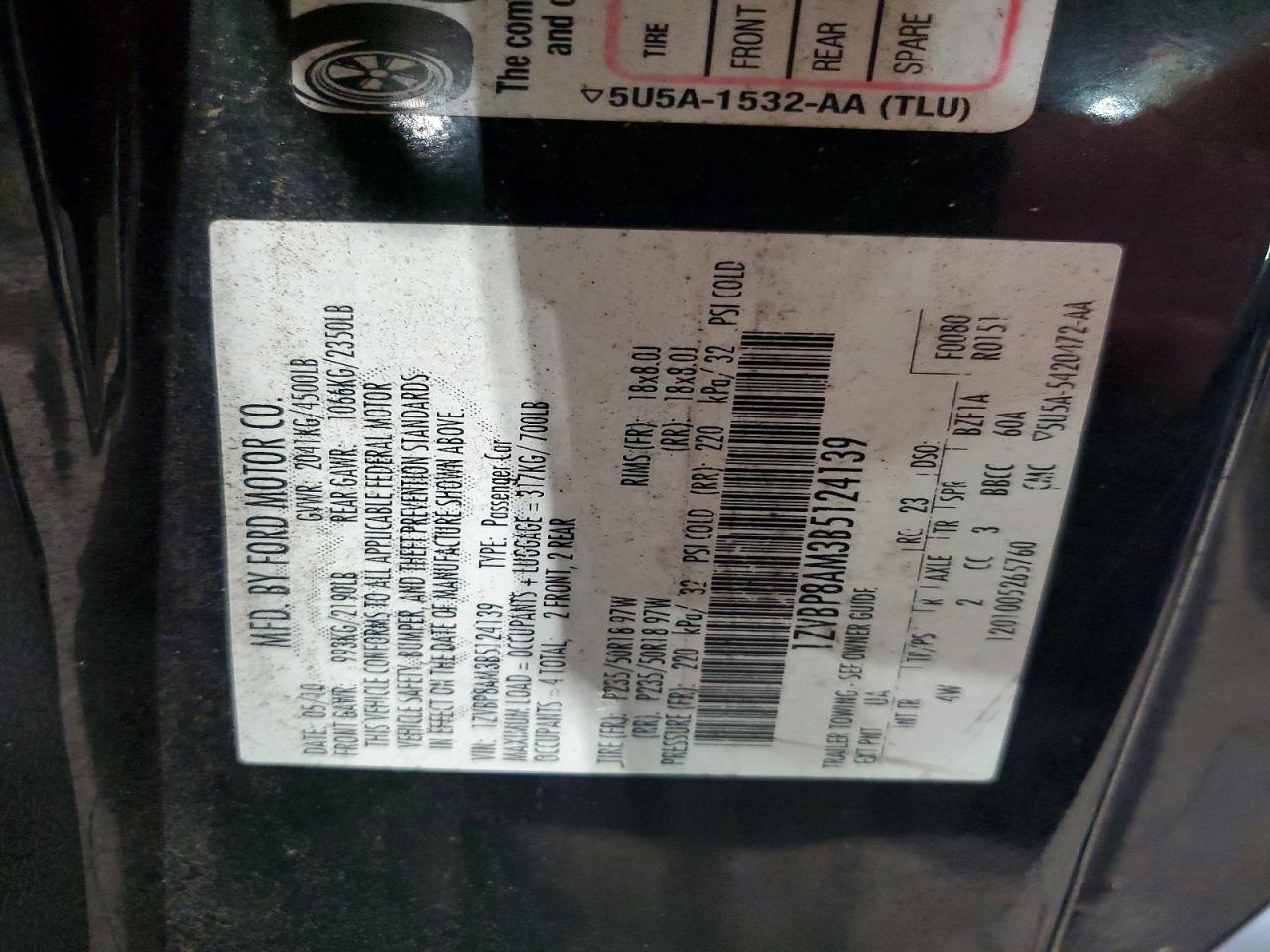 2011 Ford Mustang Black vin: 1ZVBP8AM3B5124139