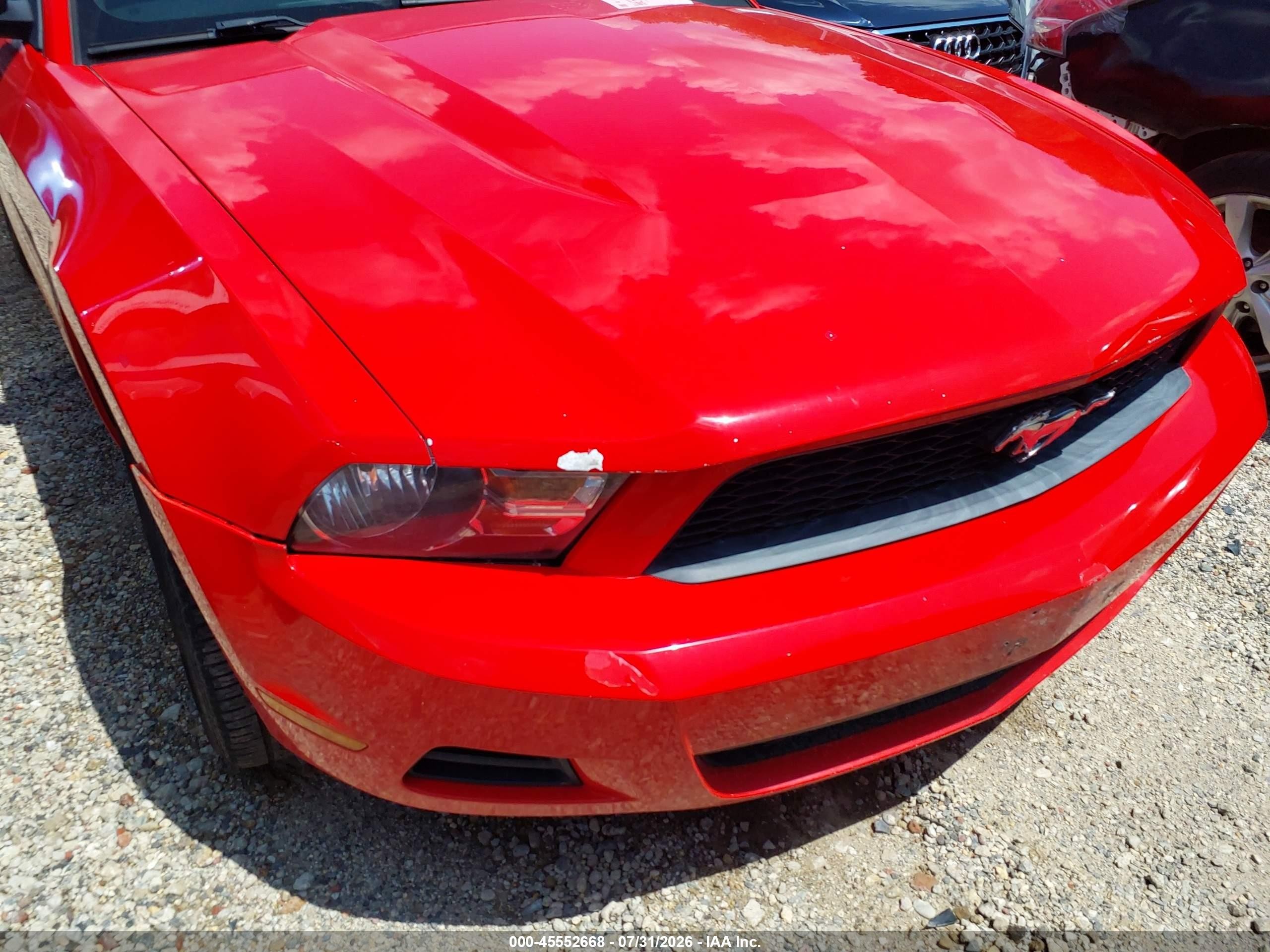 2012 Ford Mustang V6/v6 Premium Red vin: 1ZVBP8AM3C5206244