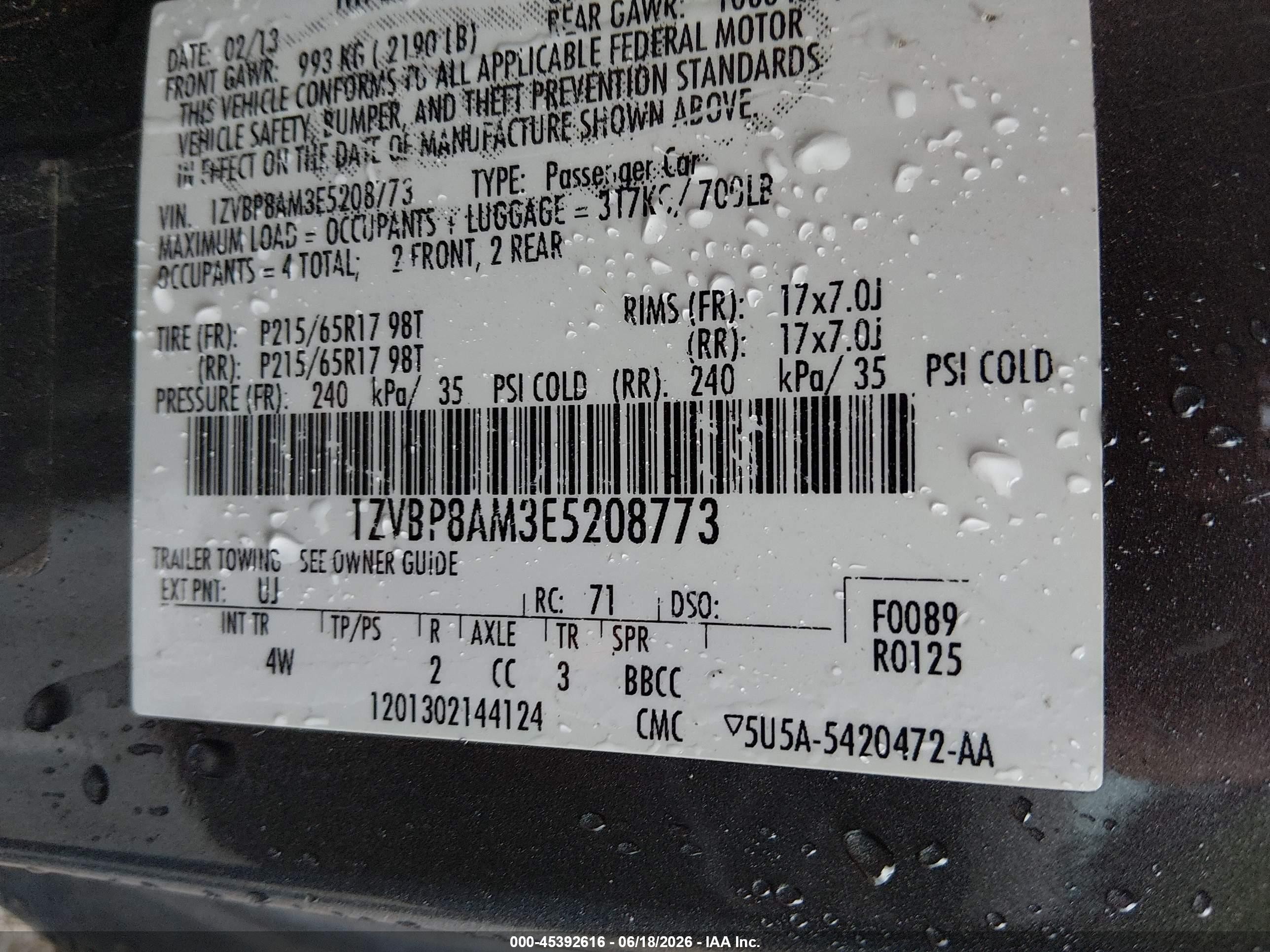 2014 Ford Mustang V6/v6 Premium Gray vin: 1ZVBP8AM3E5208773