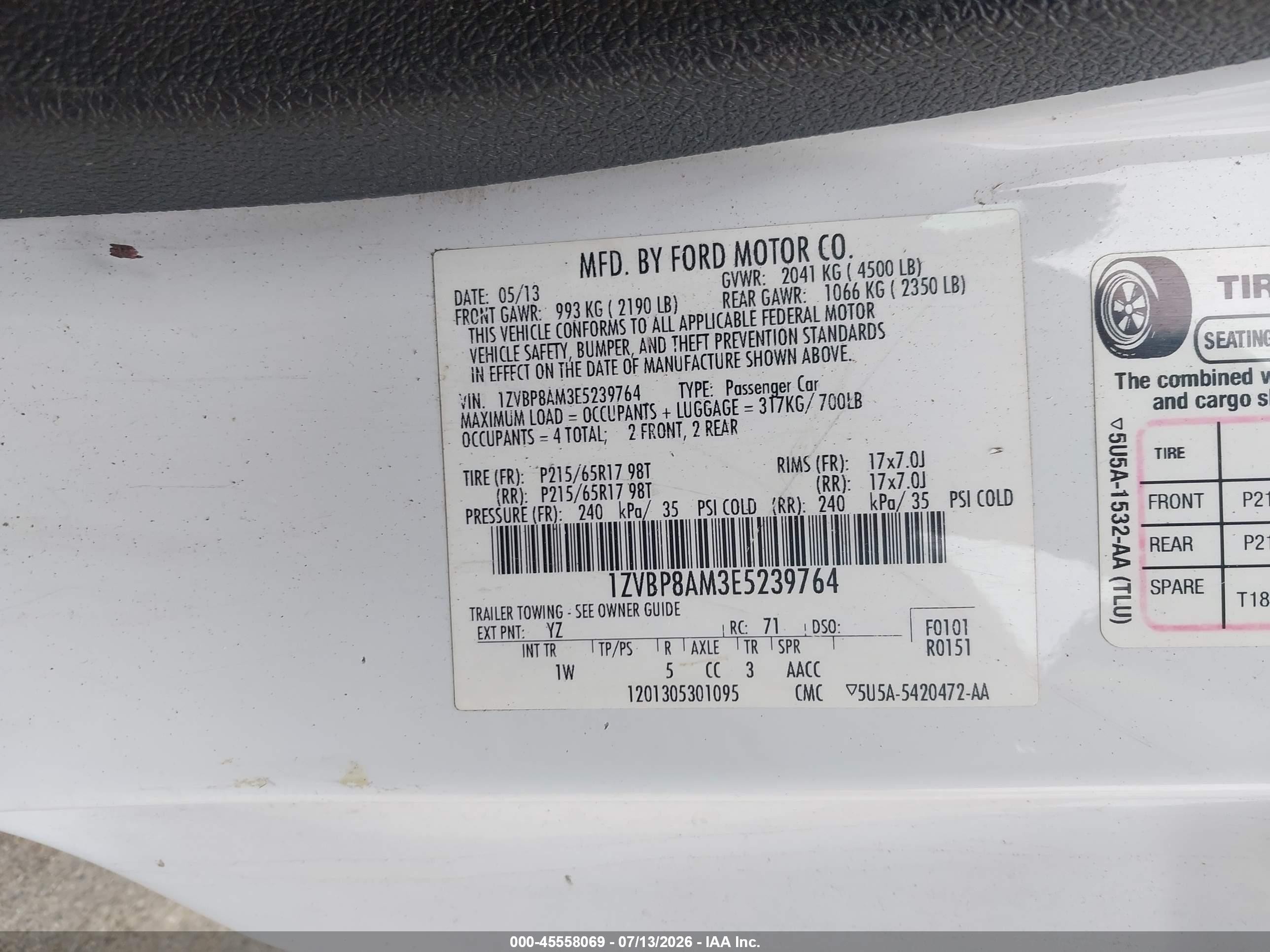 2014 Ford Mustang V6/v6 Premium White vin: 1ZVBP8AM3E5239764