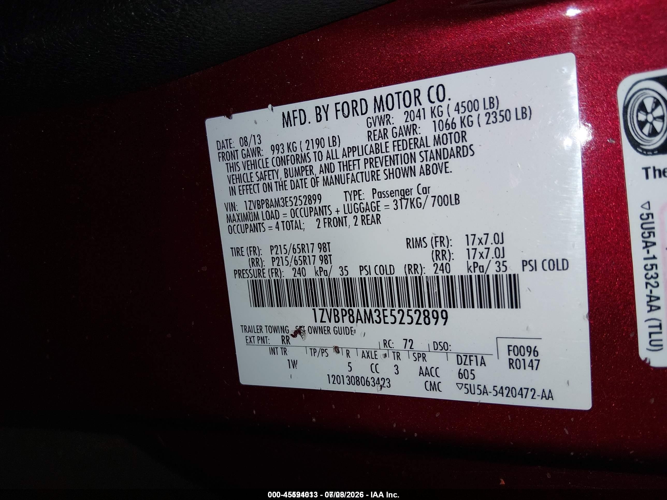 2014 Ford Mustang V6/v6 Premium Красный vin: 1ZVBP8AM3E5252899
